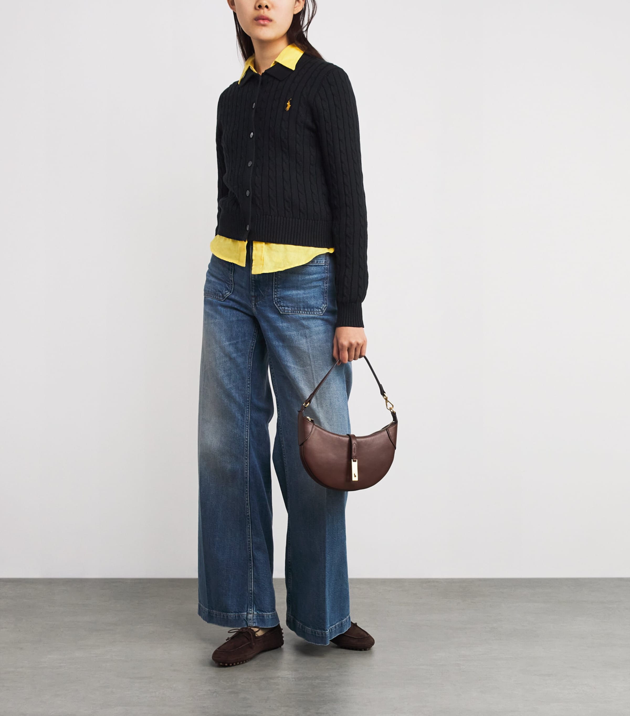 Cotton Cable-Knit Cardigan POLO BLACK Image 2