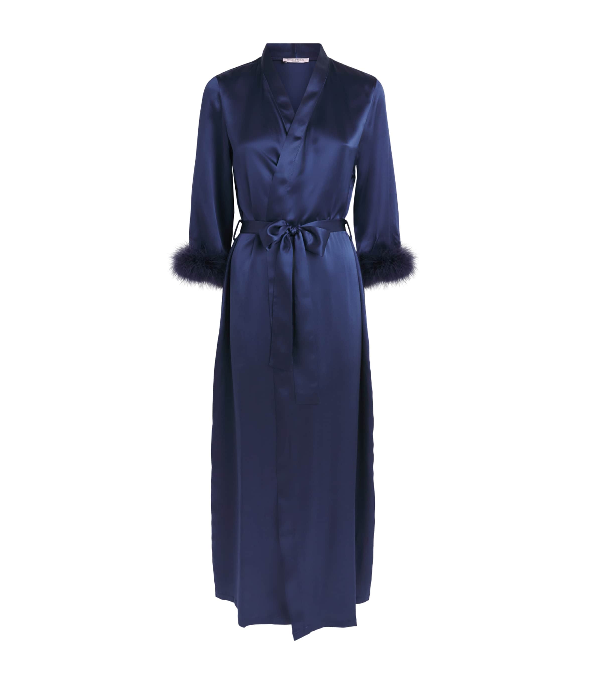Gilda & Pearl Womens Silk Meet Me At Midnight Robe Sapphire Image 1