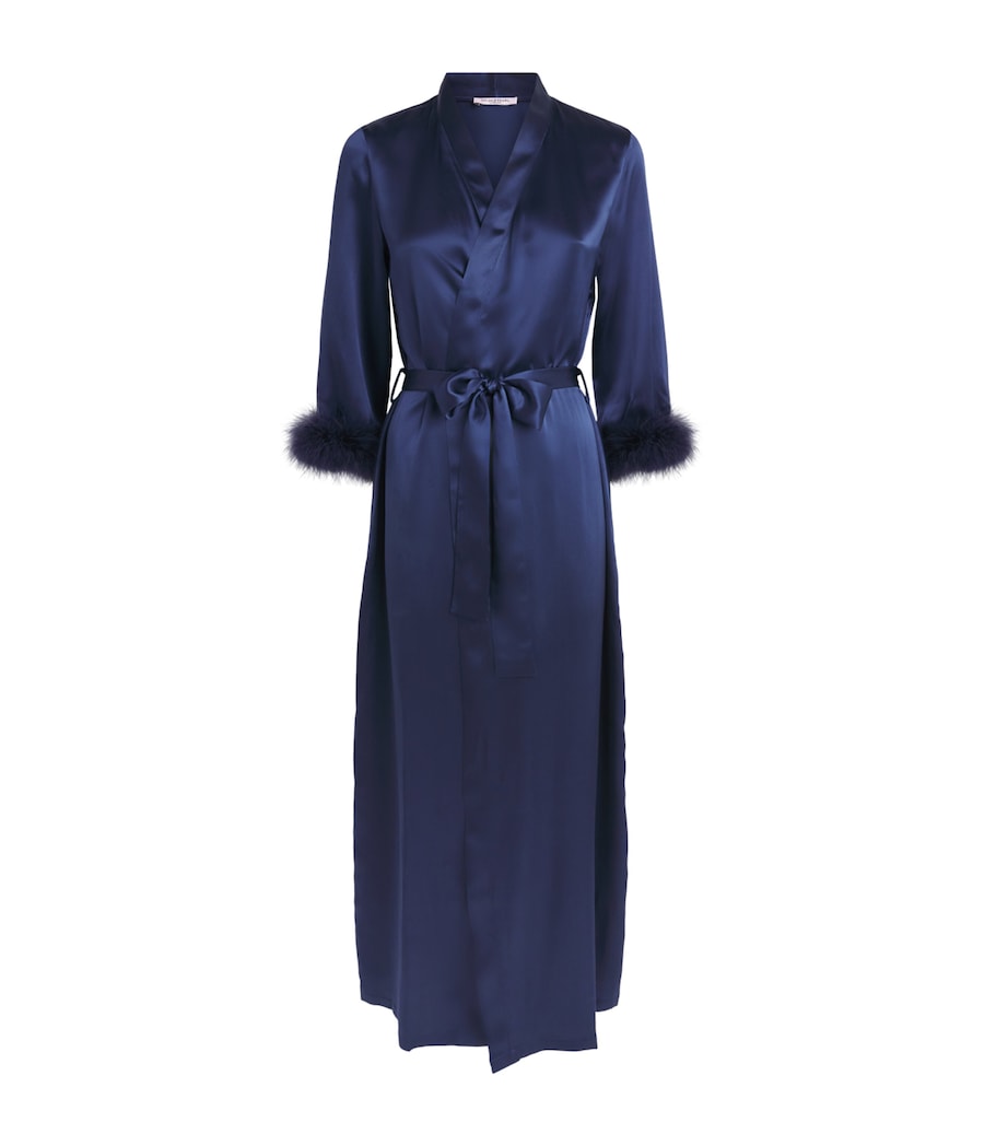 Gilda & Pearl Womens Silk Meet Me At Midnight Robe Sapphire Image 1