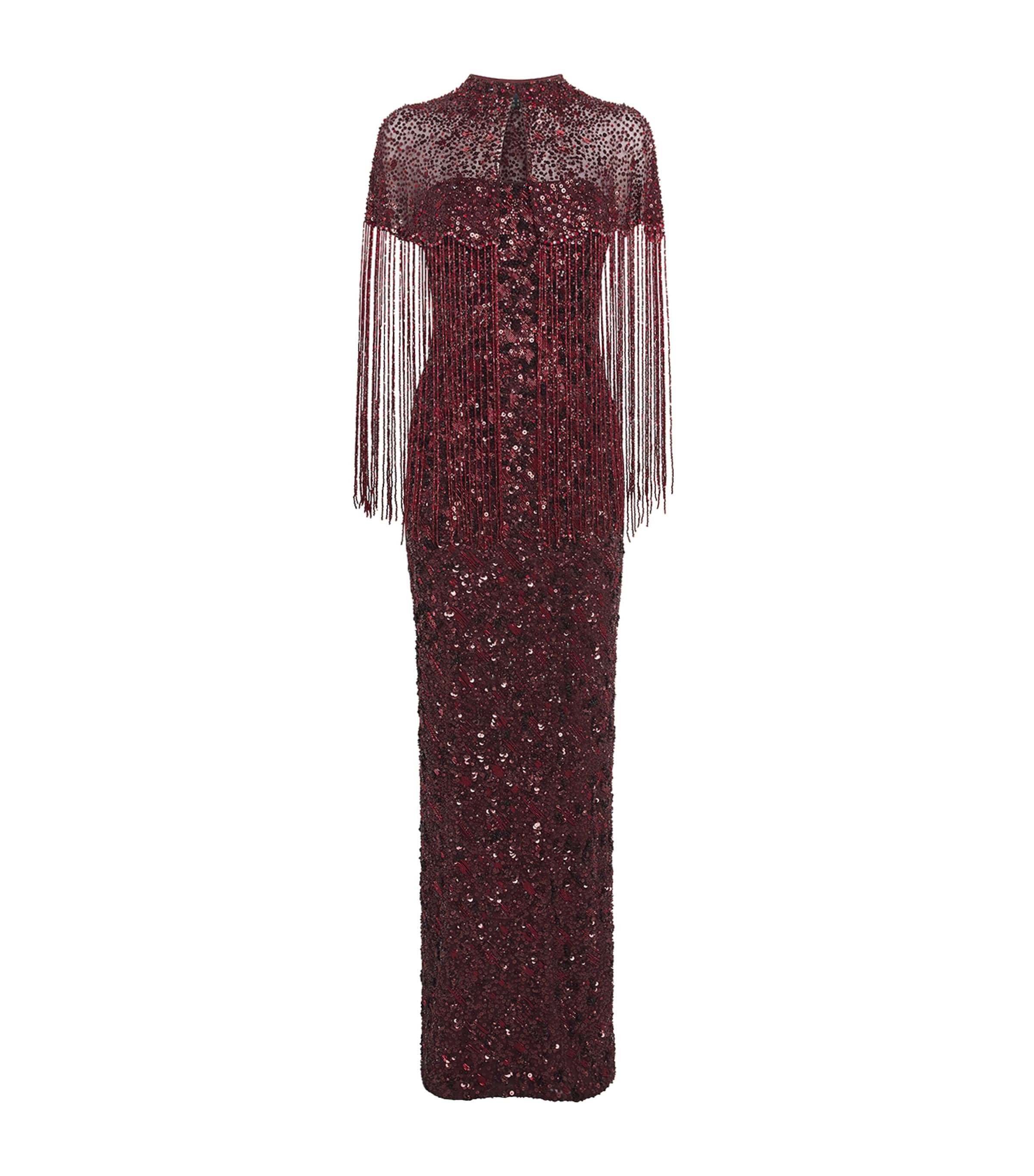 Jenny Packham Womens Embellished Sirocco Gown and Cape Bordeaux Image 1