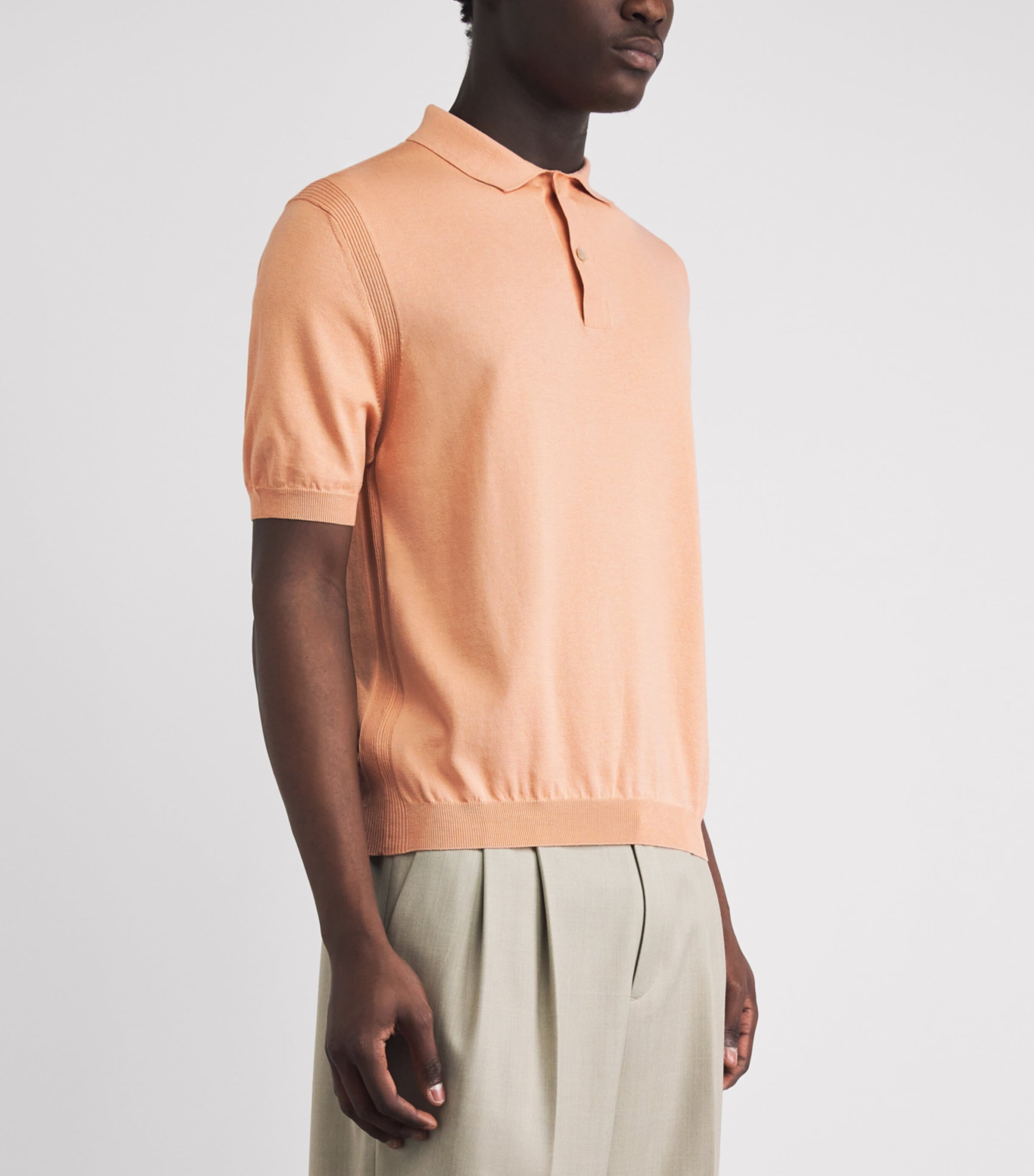 Paul & Shark Mens Silk-Cotton Polo Shirt Apricot Wash Image 4