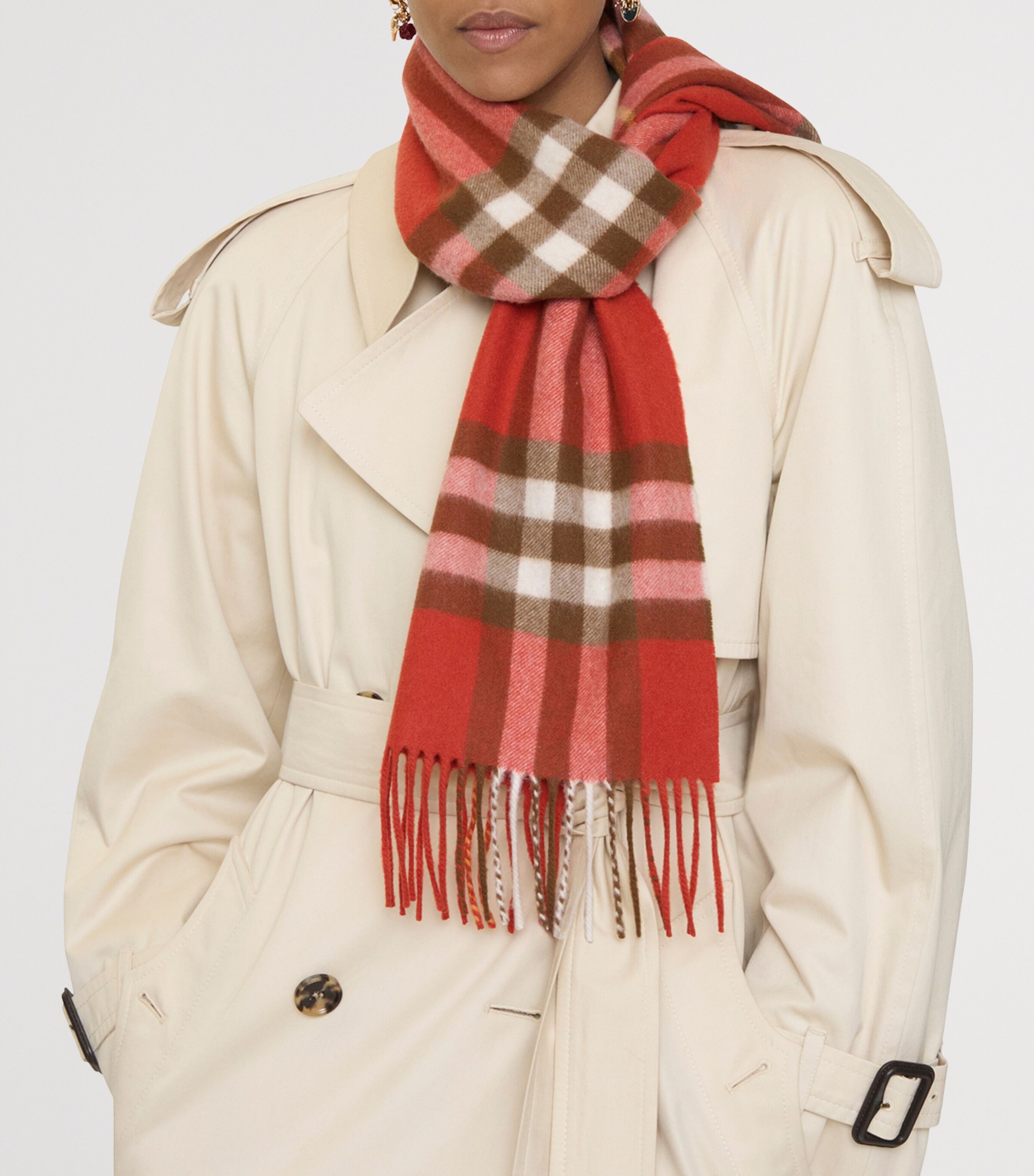 Cashmere Check Scarf ROUX RED Image 4