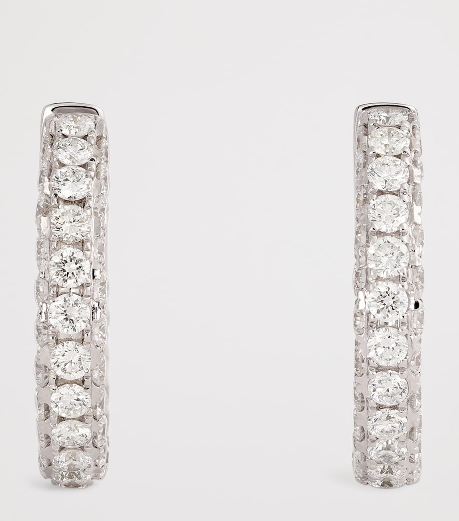 White Gold and Diamond Three-Sided Hoop Earrings WHITE GOLD Image 3
