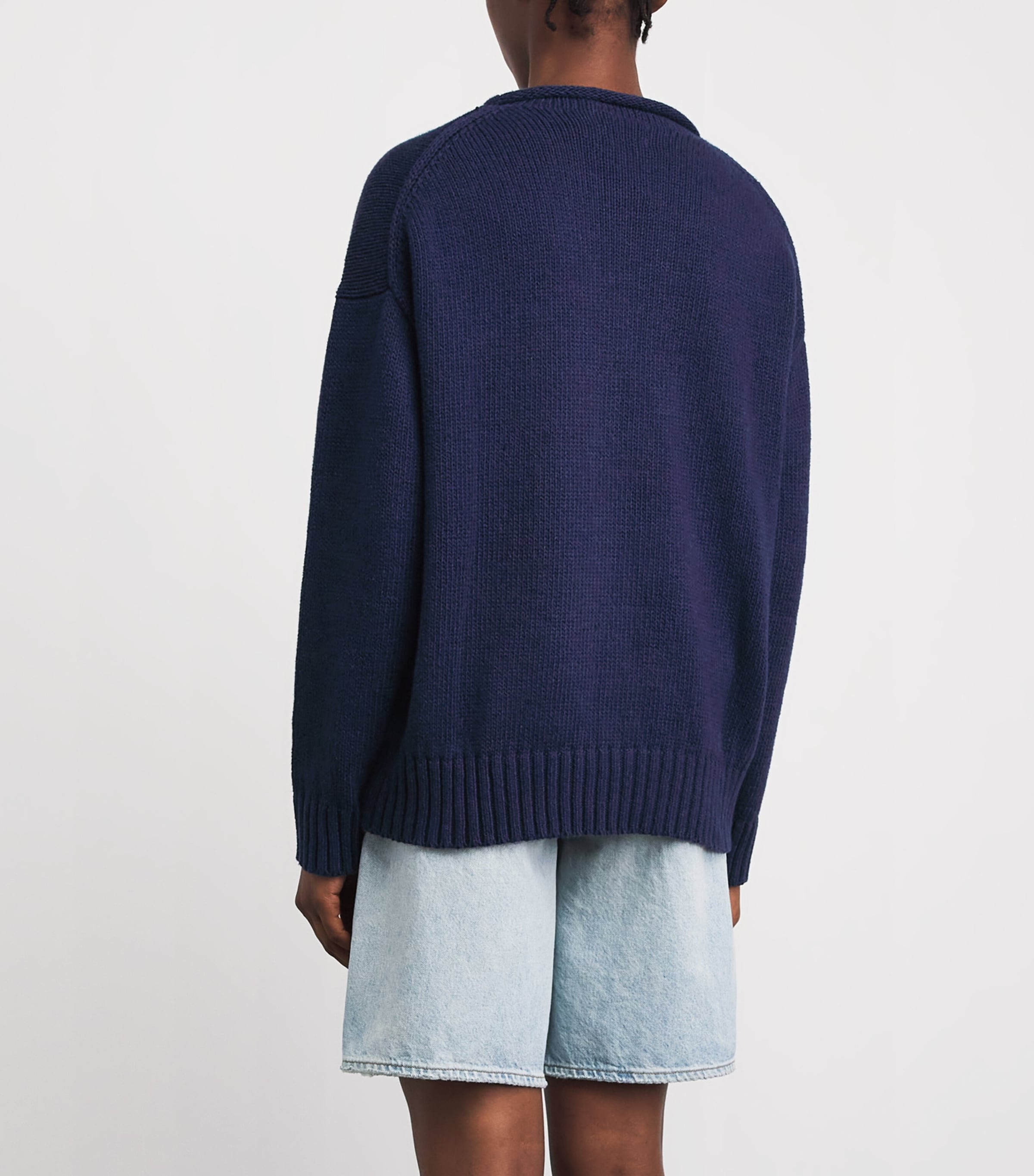 Polo Ralph Lauren Womens Cotton-Linen Sitting Polo Bear Sweater Newport Navy Multi Image 5