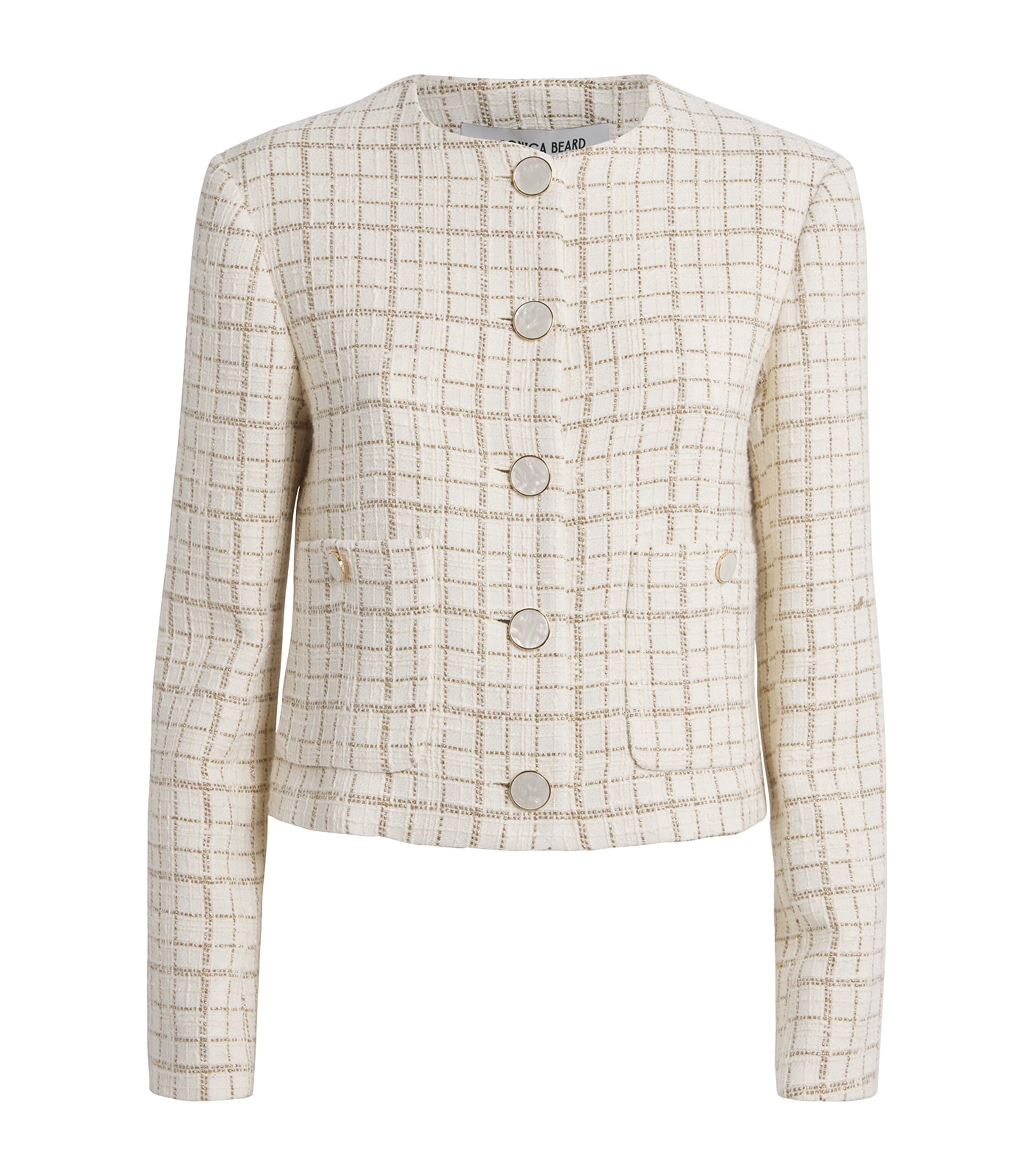 Veronica Beard Andrea Metallic Cotton-blend Tweed Jacket In White
