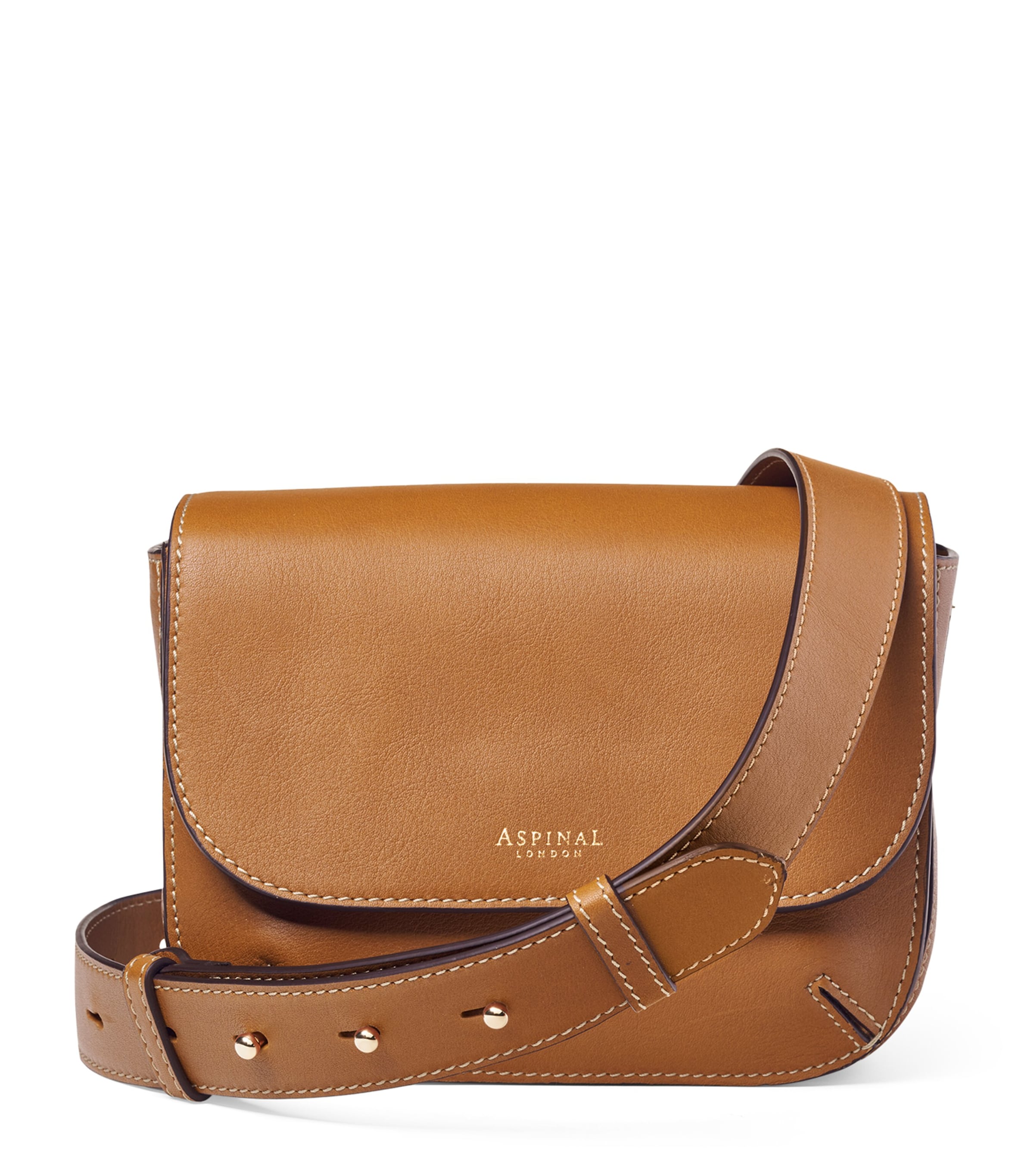 Aspinal Of London Womens Tan Ella Logo-print Grained-leather Cross-body Bag In Brown