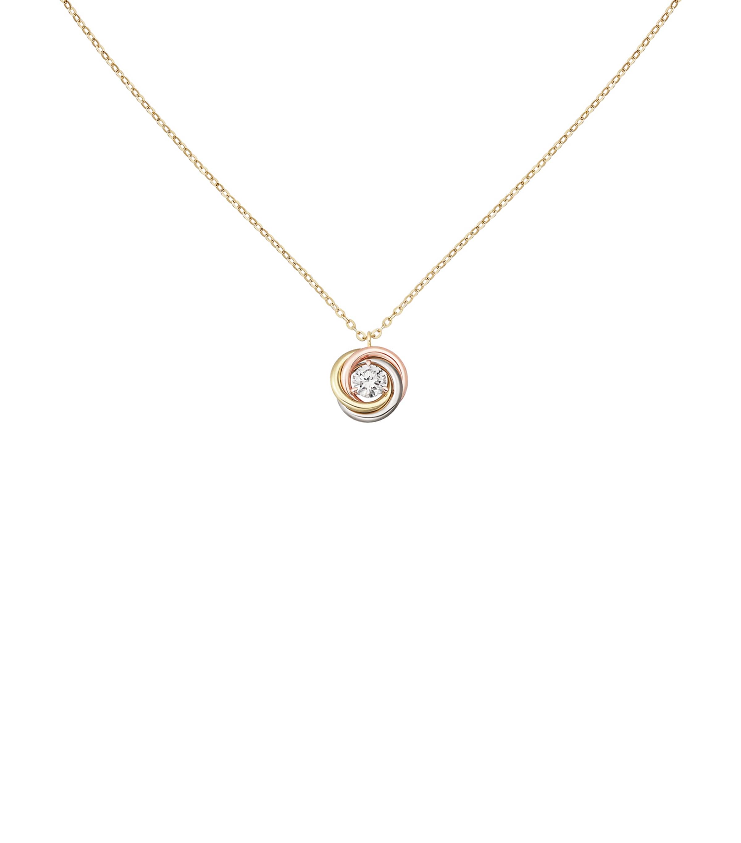 Mixed Gold and Diamond Trinity Necklace (36-40cm) MIXED GOLD Image 1