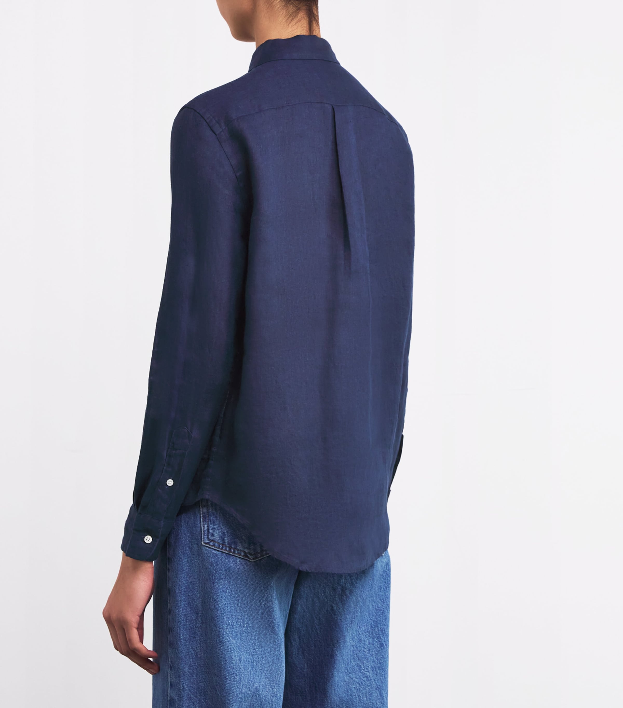 Polo Ralph Lauren Womens Linen Classic Shirt Navy Image 4