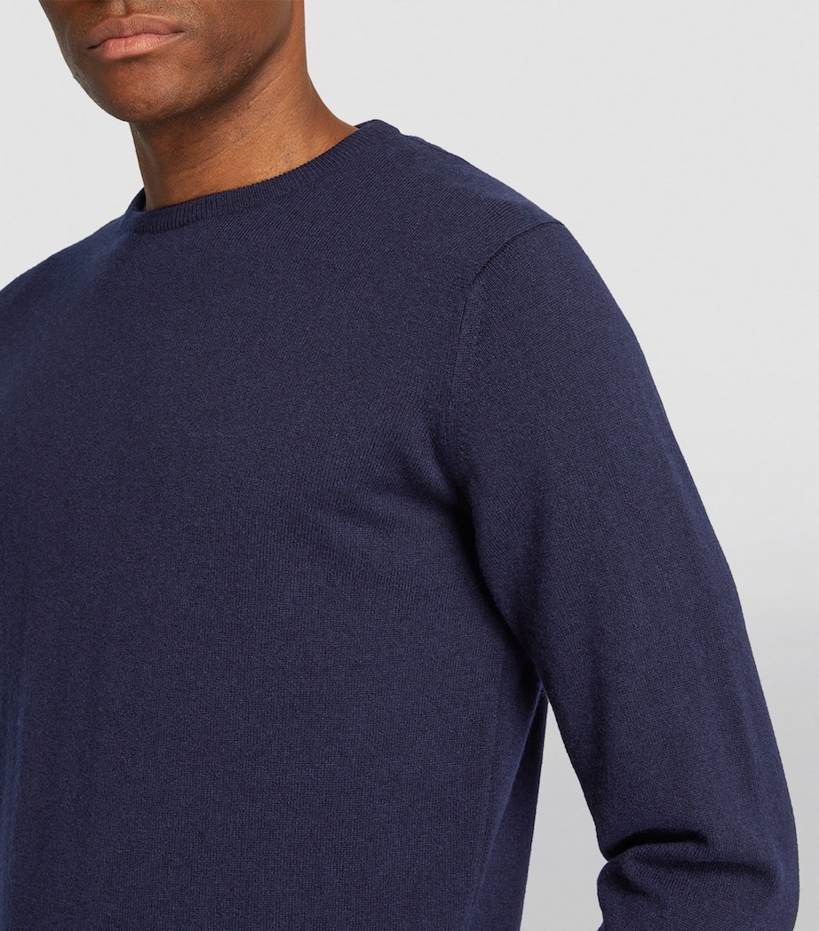 Harrods Mens Cashmere Crew-Neck Sweater Navy Image 6