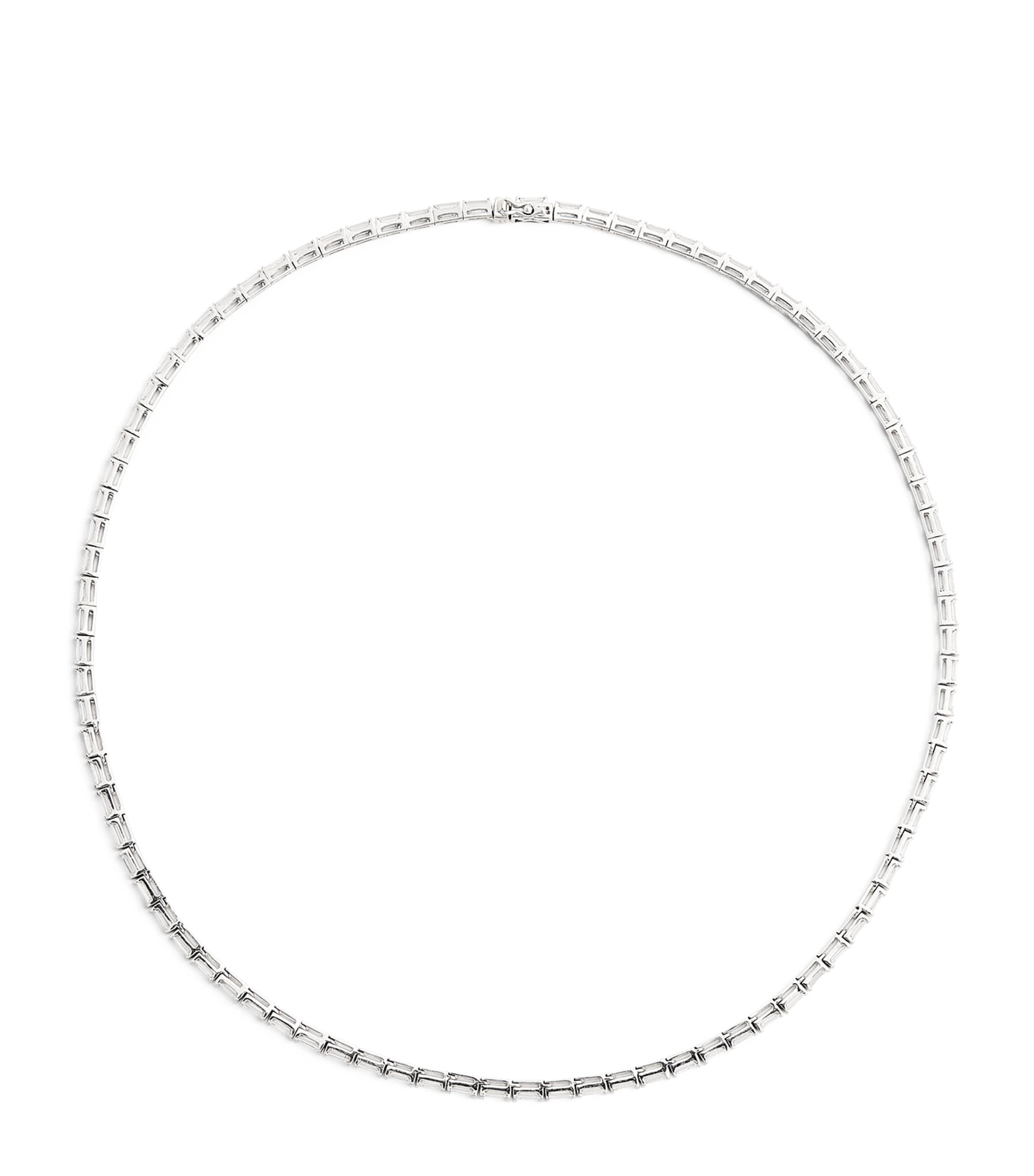 Anita Ko White Gold And Baguette Diamond Choker In White