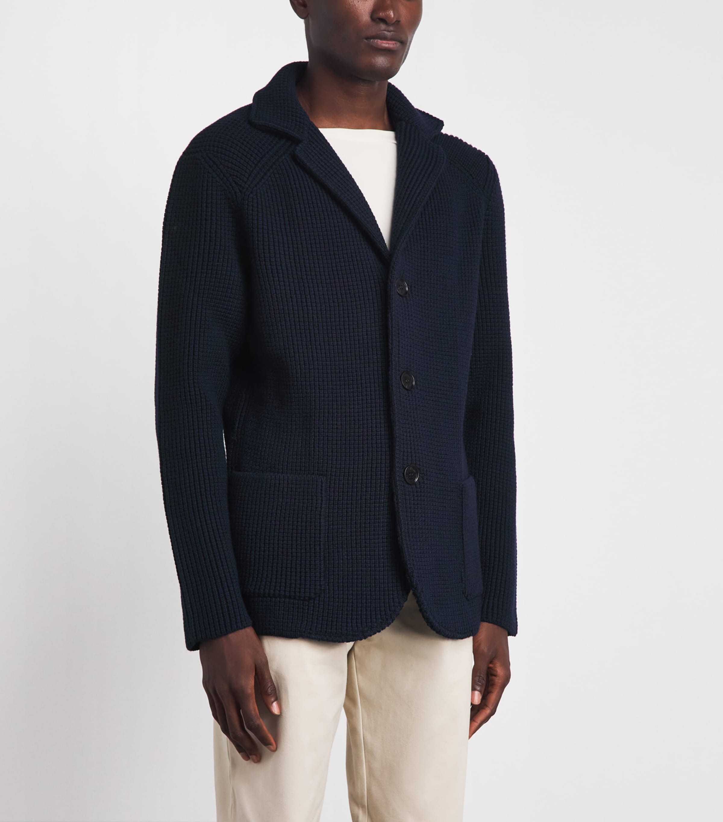 Maurizio Baldassari Mens Virgin Wool Brenta Shacket Full Dark Blue Image 4