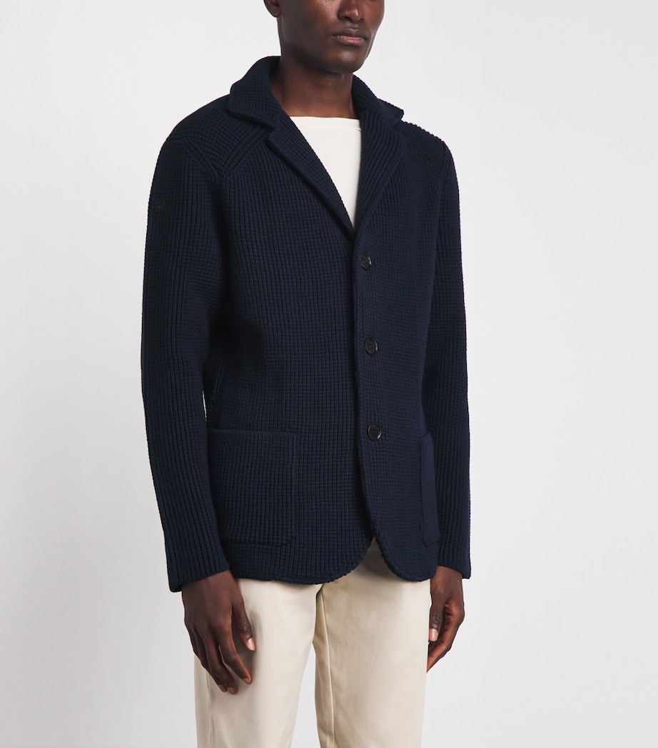Maurizio Baldassari Mens Virgin Wool Brenta Shacket Full Dark Blue Image 4