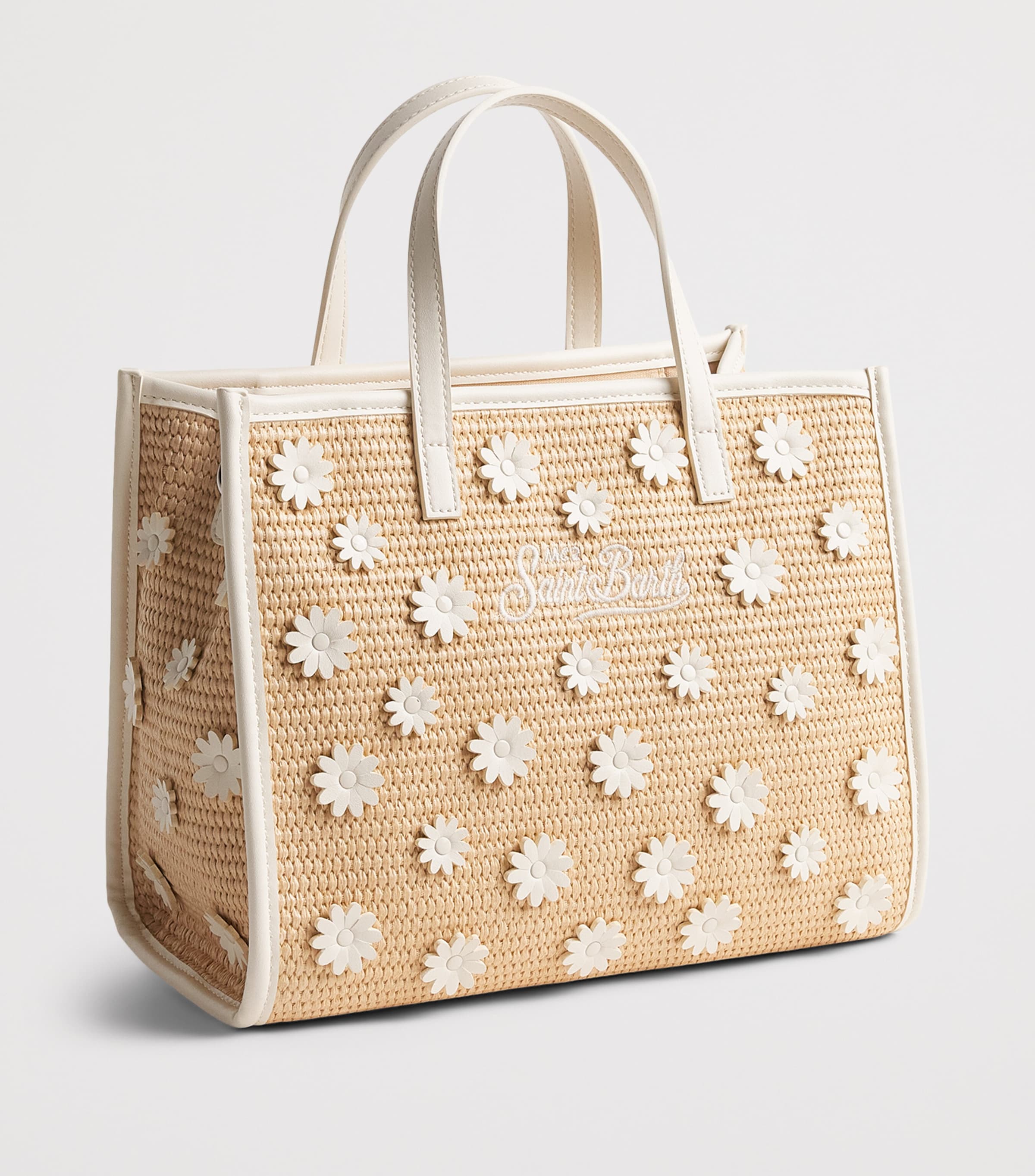 Mc2 Saint Barth Kids Straw Vivian Daisy Tote Bag Daisy Mini Patch Image 2