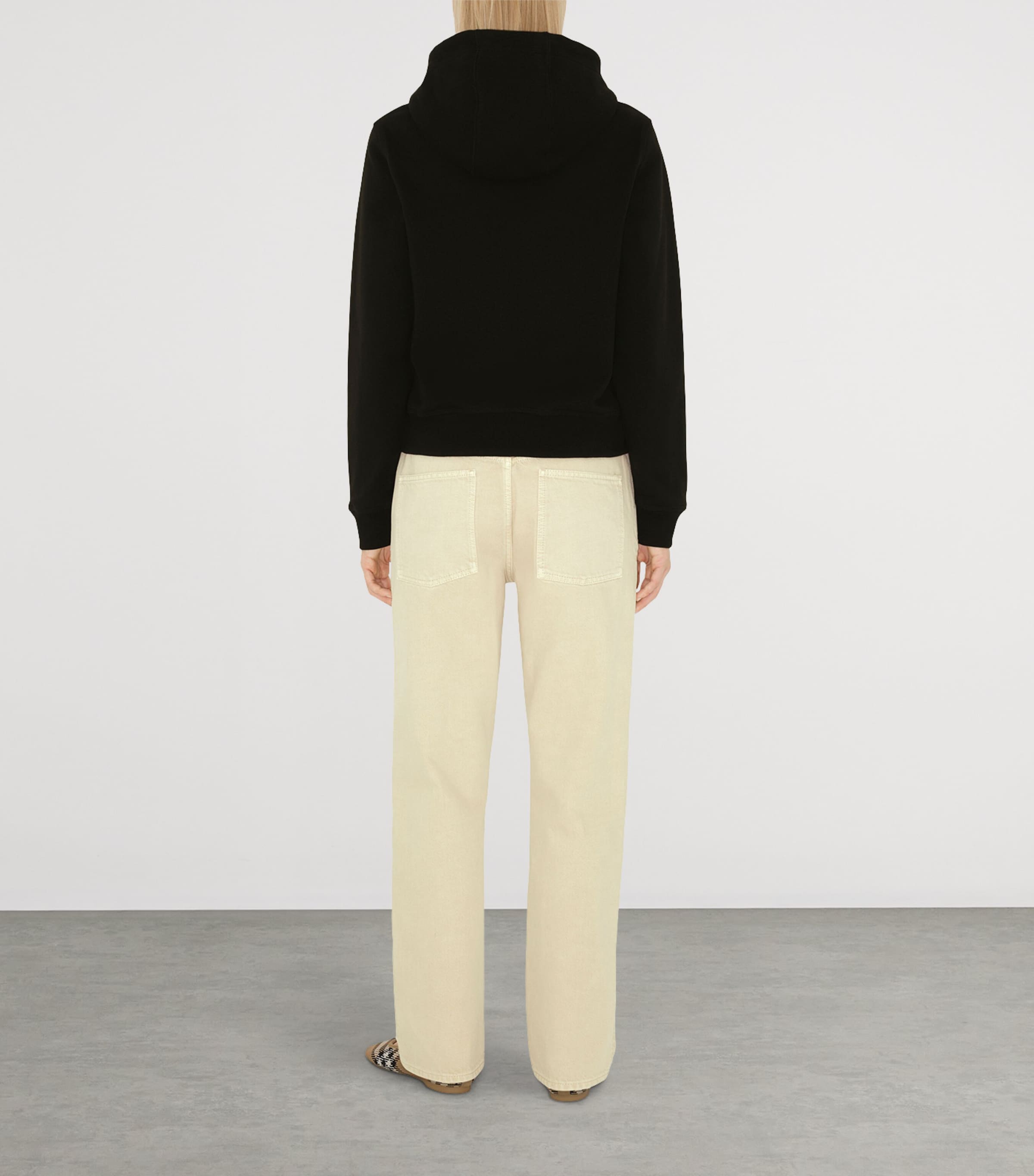 Cotton Check-Label Hoodie BLACK Image 4