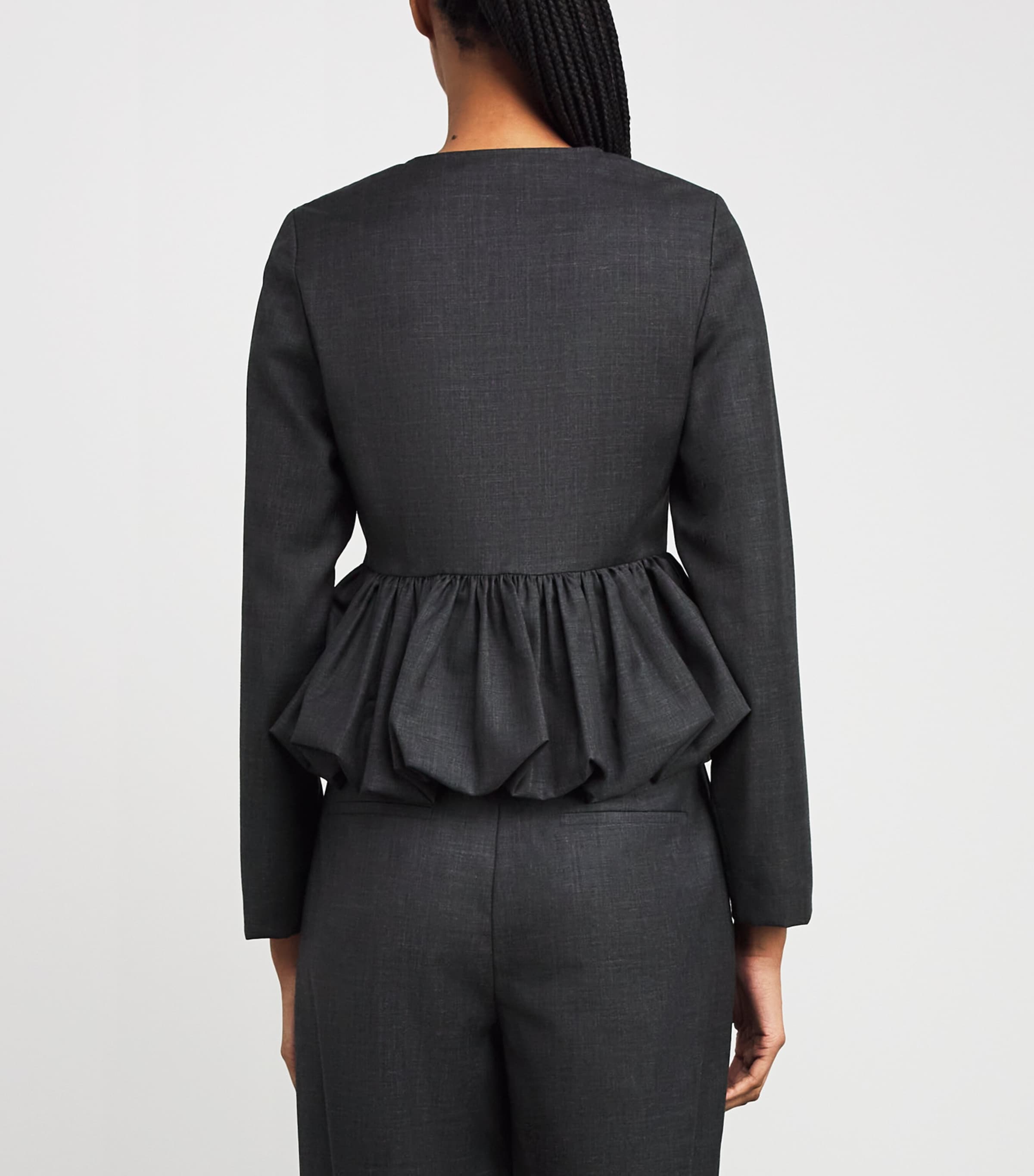 Long-Sleeve Peplum Shirt MOTTLED GREY Image 4