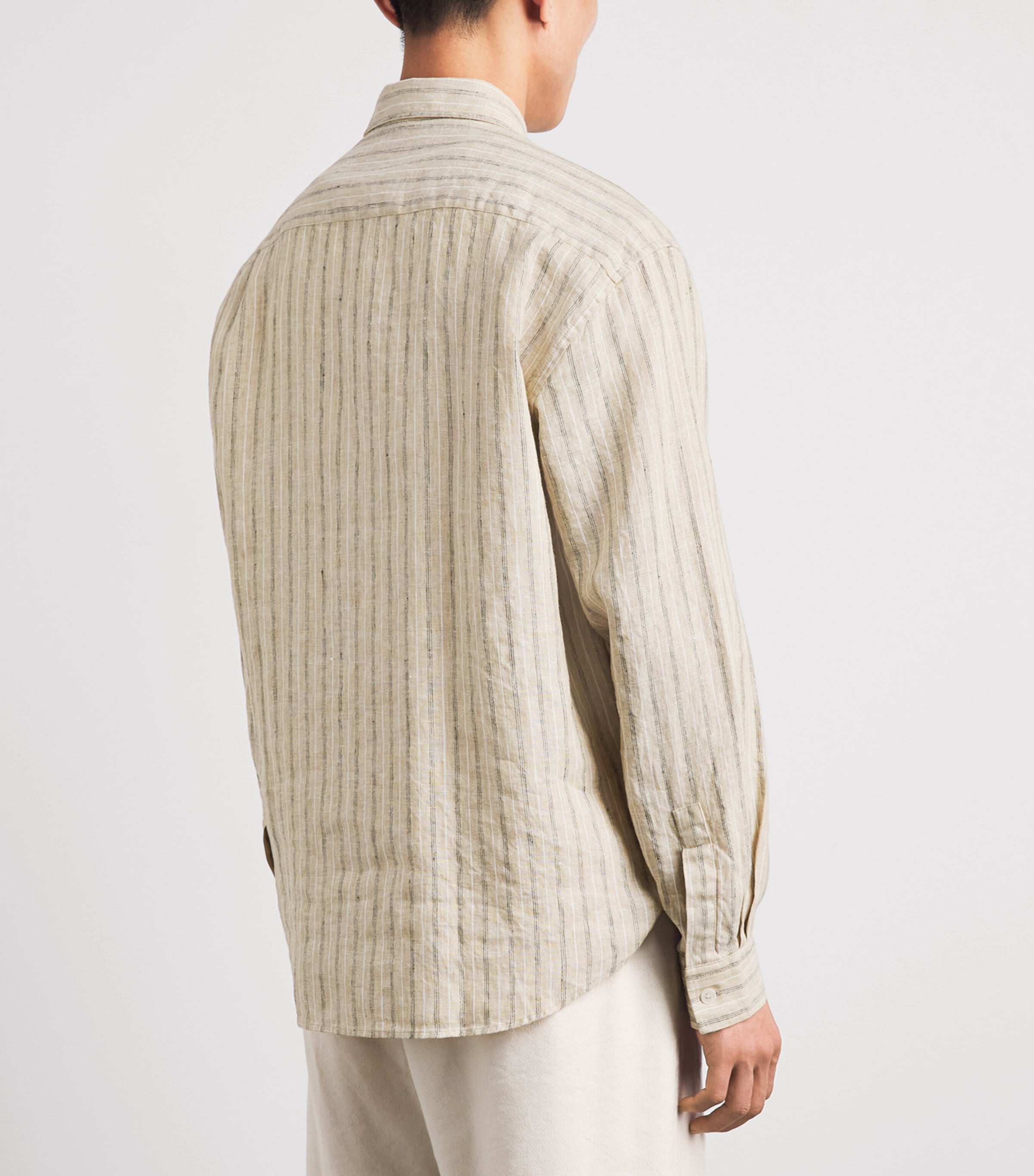 NN.07 Mens Linen Stripe Deon Shirt Black Stripe Image 5