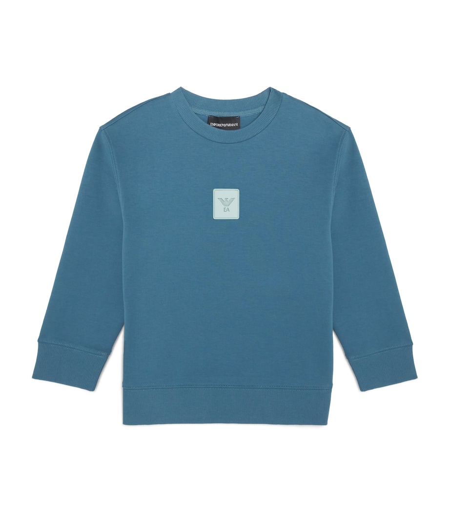 Emporio Armani Kids Cotton-Blend Logo Sweatshirt (4-16 Years) Mallard Blue Image 1