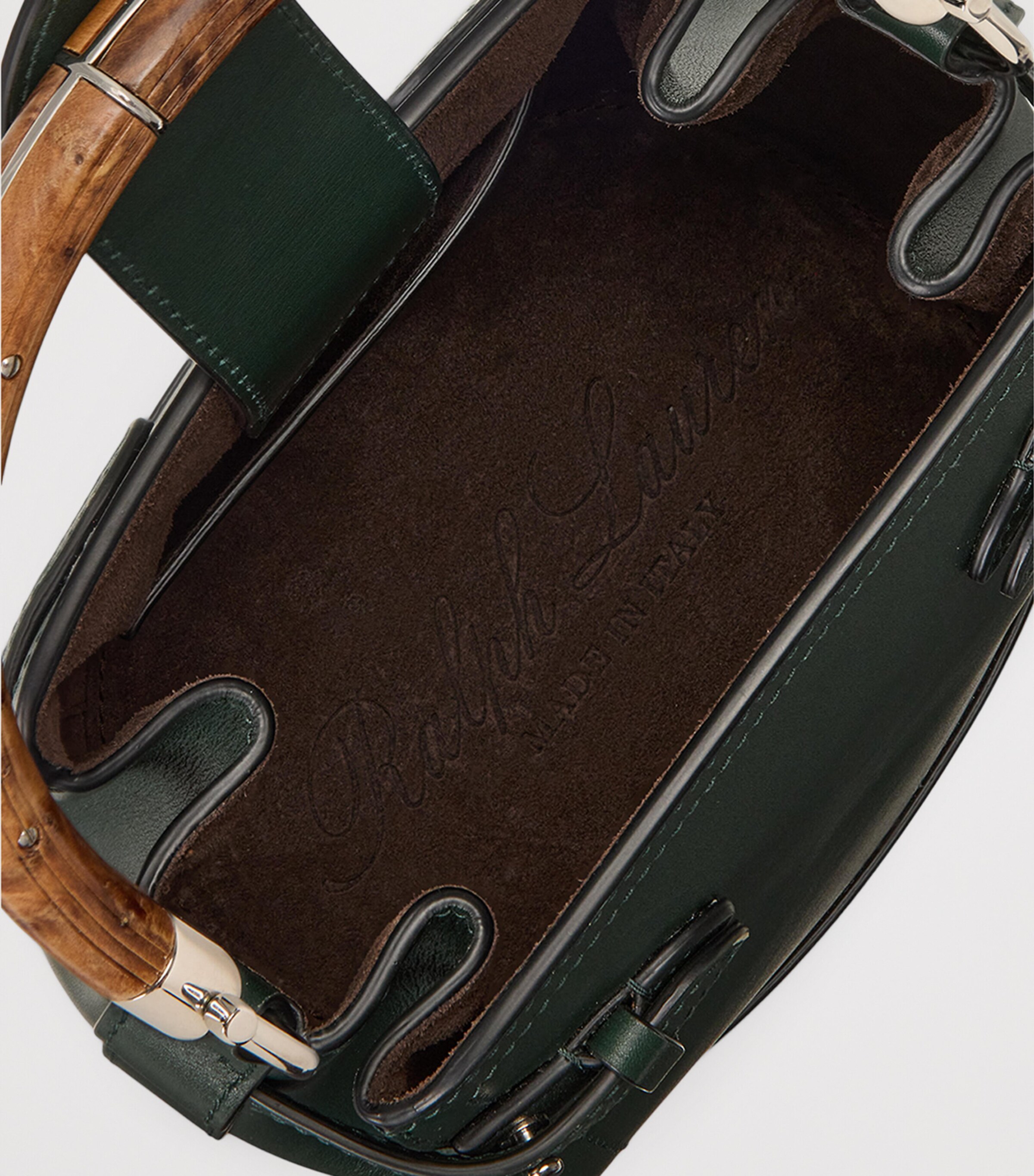 Small Leather The Ralph Bucket Bag REGENT GREEN Image 10