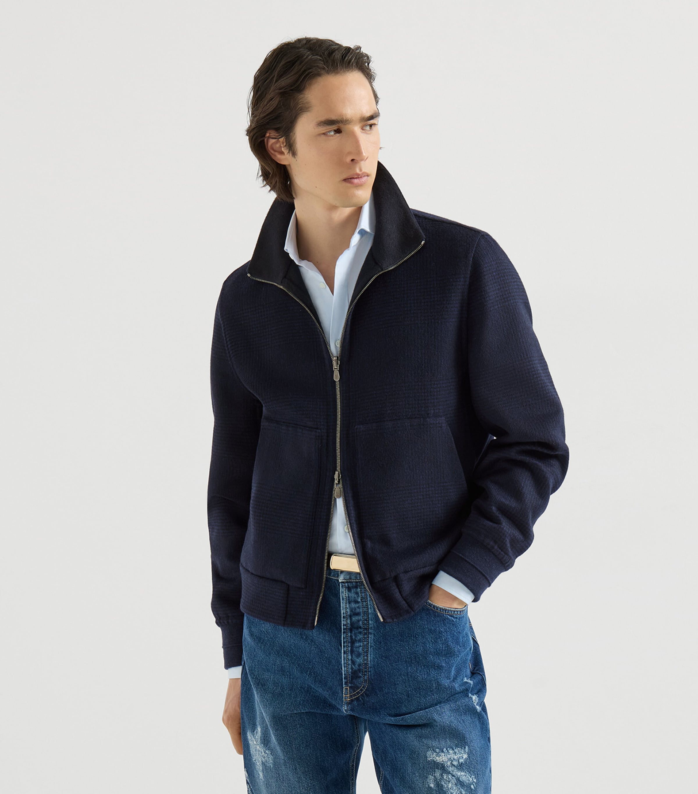 Brunello Cucinelli Mens Cashmere Reversible Check Jacket Image 2