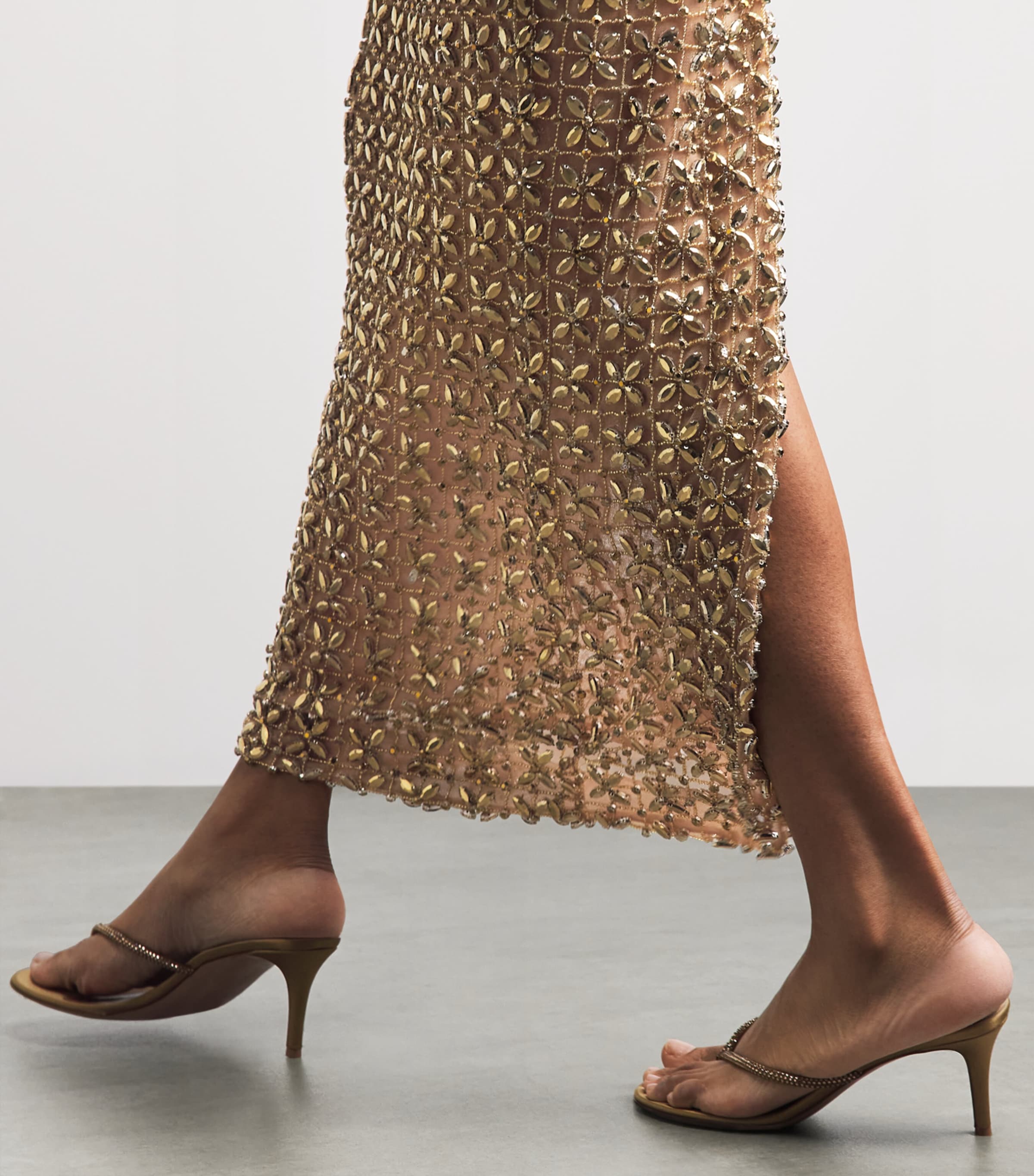 Rachel Gilbert Womens Embellished Indi Gown Gold Image 5
