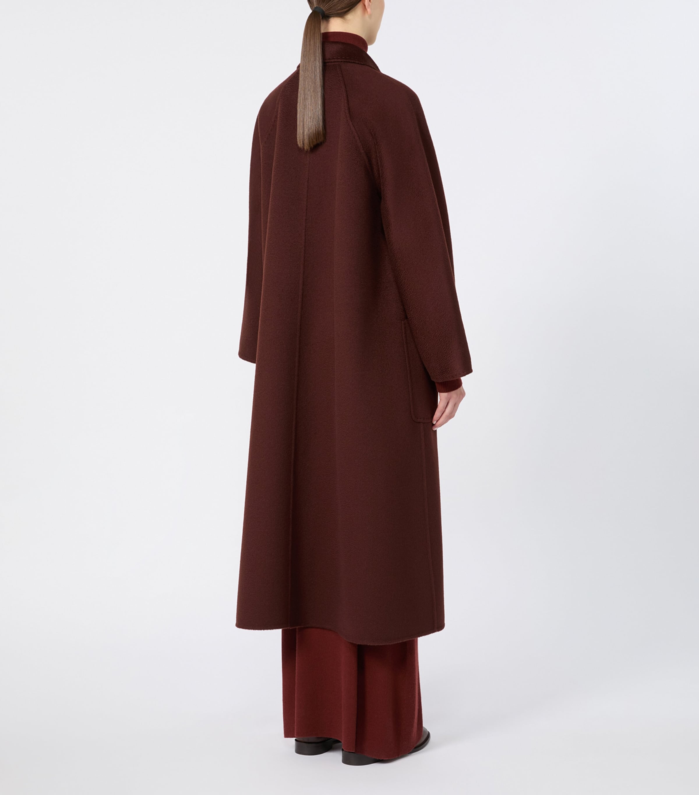 Max Mara Womens Cashmere Ludmilla Wrap Coat Brown Bordeaux Image 3