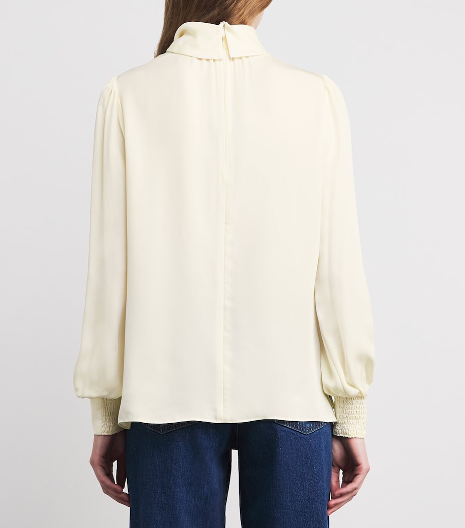 Silk High-Neck Blouse LIGHT CREAM Image 4