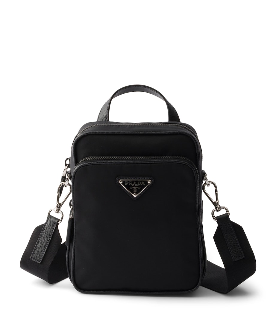 Prada Re-Nylon and Saffiano Leather Messenger Bag Black Image 1