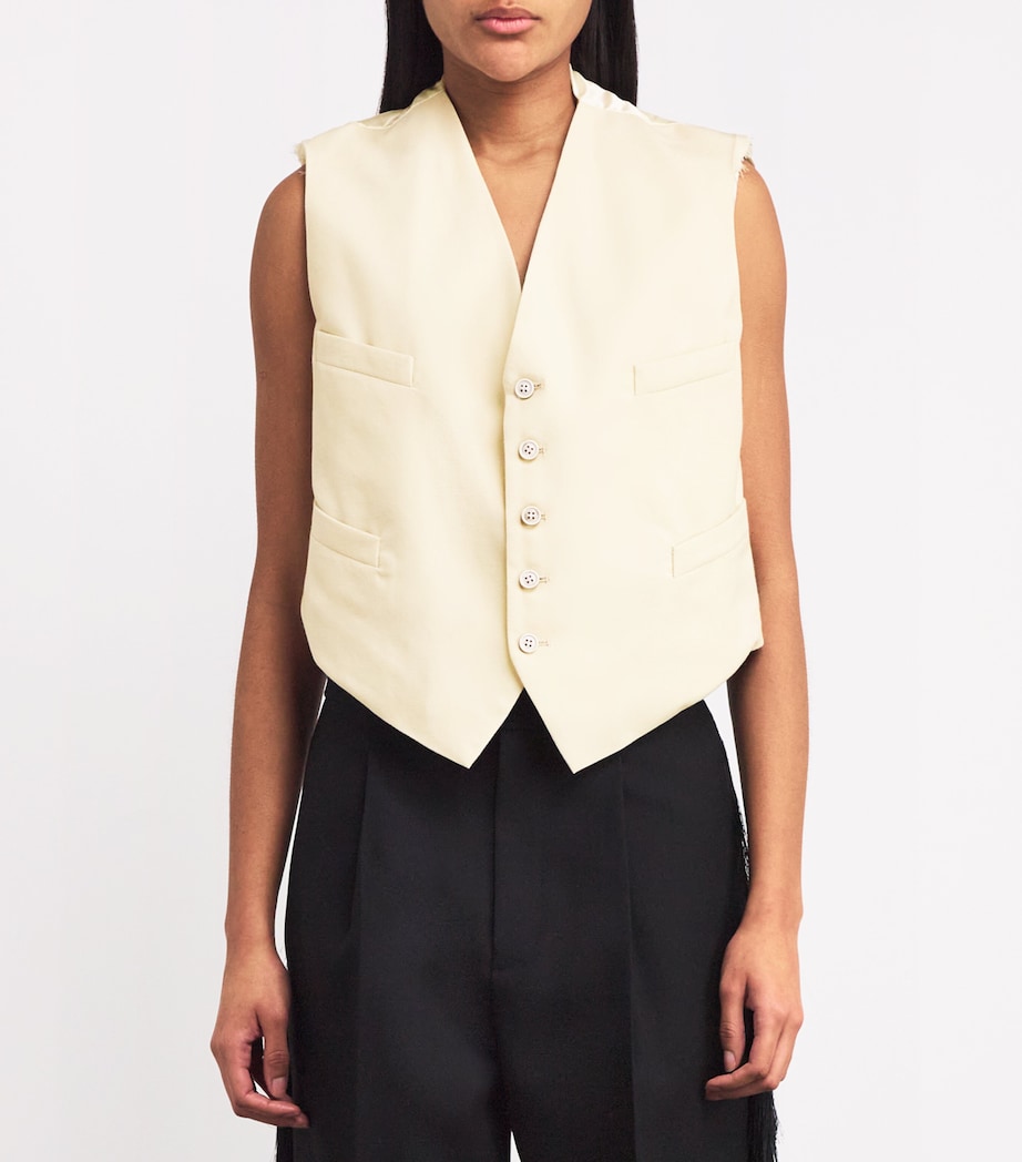 Wool Distressed Waistcoat ECRU 105 Image 3