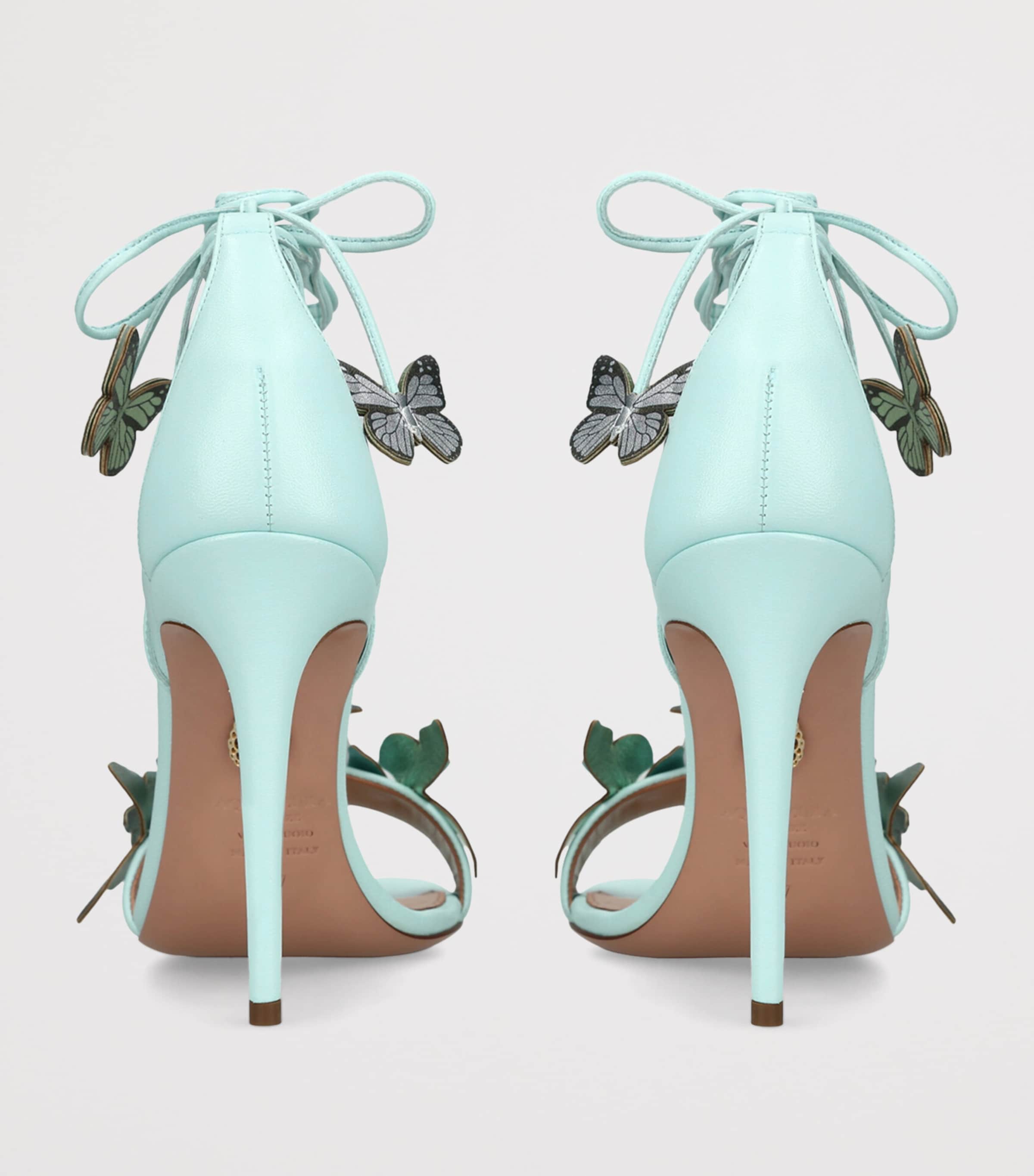Aquazzura Papillon Heeled Sandals 105 Pale Blue Image 4