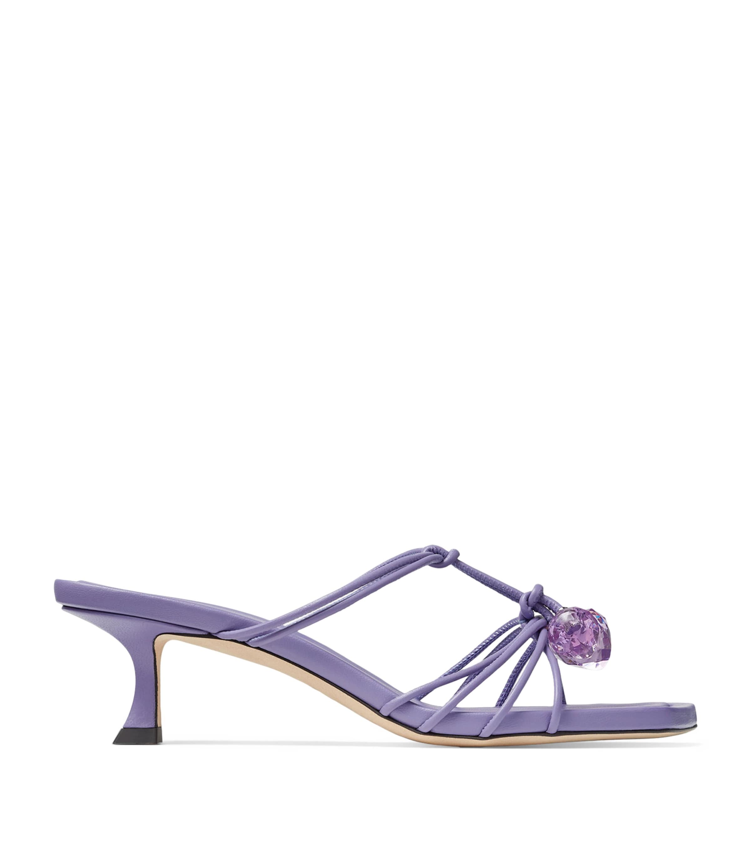 Shop Jimmy Choo Jemma 50 Nappa Leather Heeled Mules In Purple