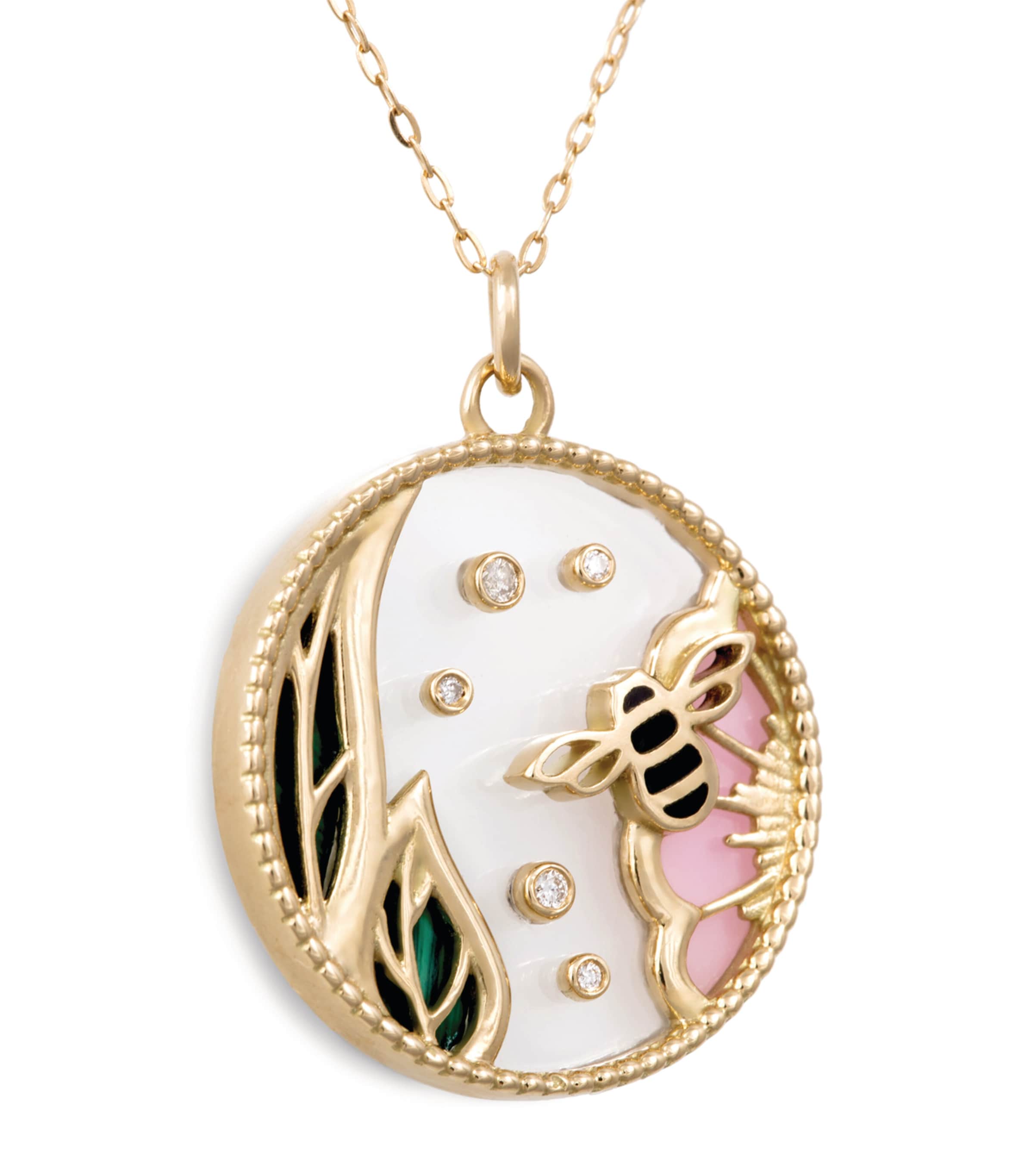 L'ATELIER NAWBAR Yellow Gold and Diamond Love Spring Pendant Necklace White Image 3