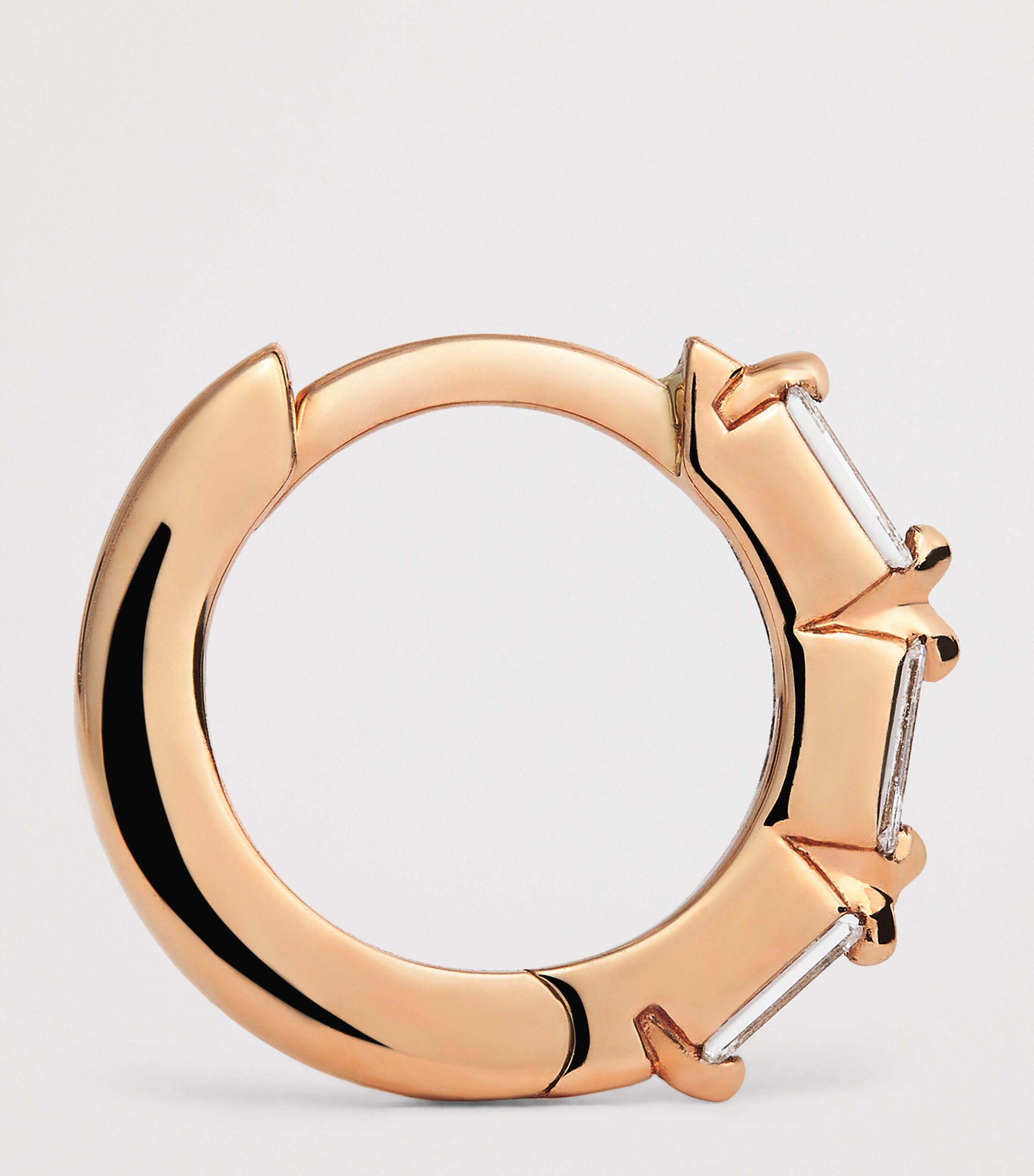 Rose Gold and Diamond Bold Huggie Earrings 18K RG/WD Image 4