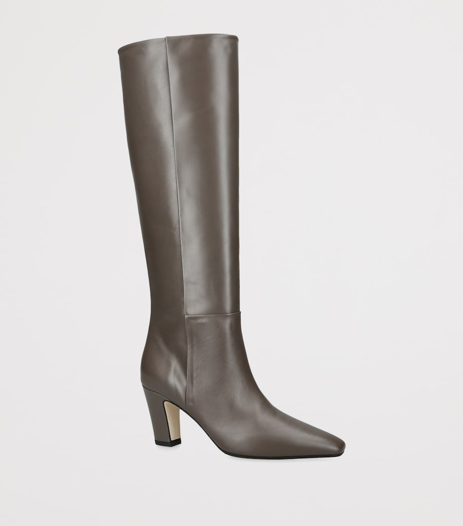 aeyde Leather Silva Knee-High Boots 75 Taupe Image 2