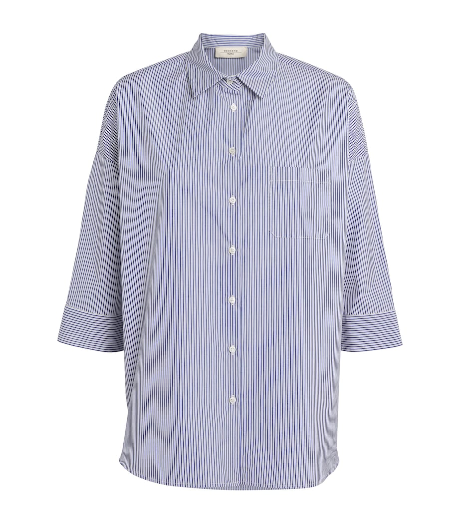 Cotton Stripe Shirt NAVY Image 1