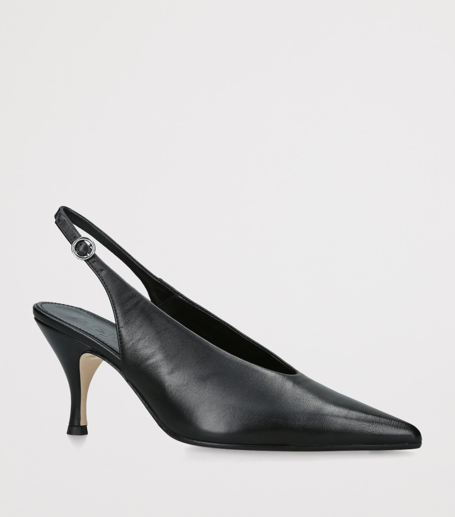 Leather Carla Slingback Pumps 75 BLACK Image 3