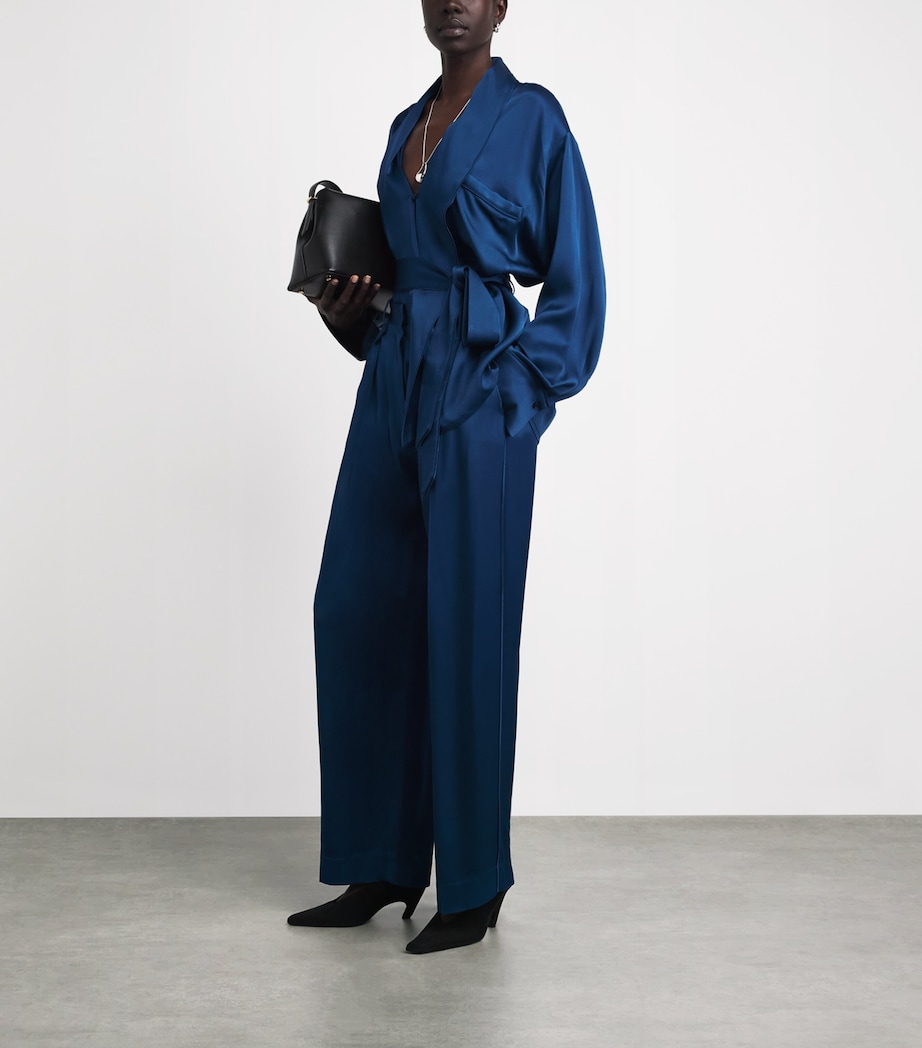 Victoria Beckham Womens Cecilia Wide-Leg Trousers Dark Ocean Image 2