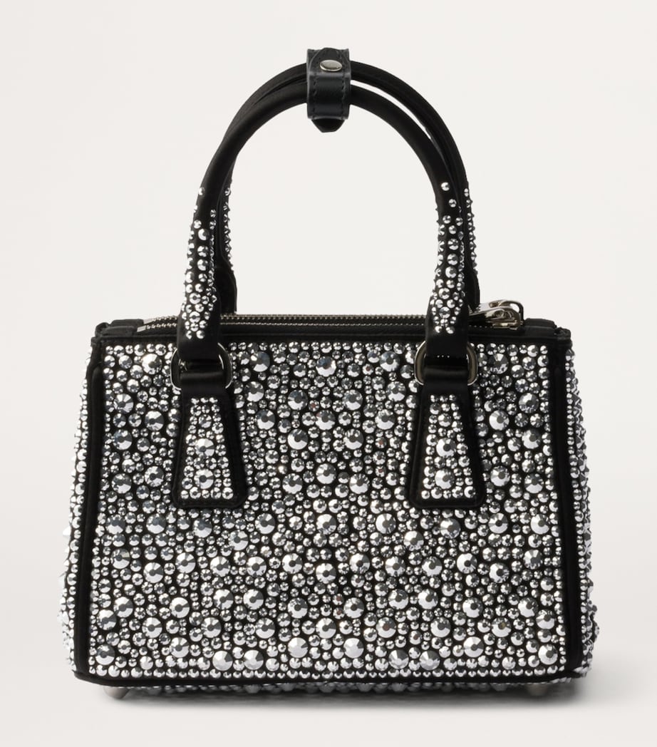 Prada Micro Satin Crystal-Embellished Galleria Top-Handle Bag Image 3