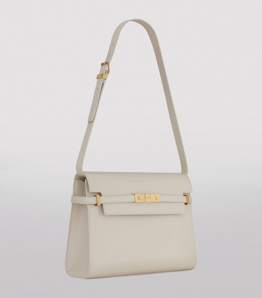 Saint Laurent Small Leather Canvas Manhattan Tote Bag Image 2