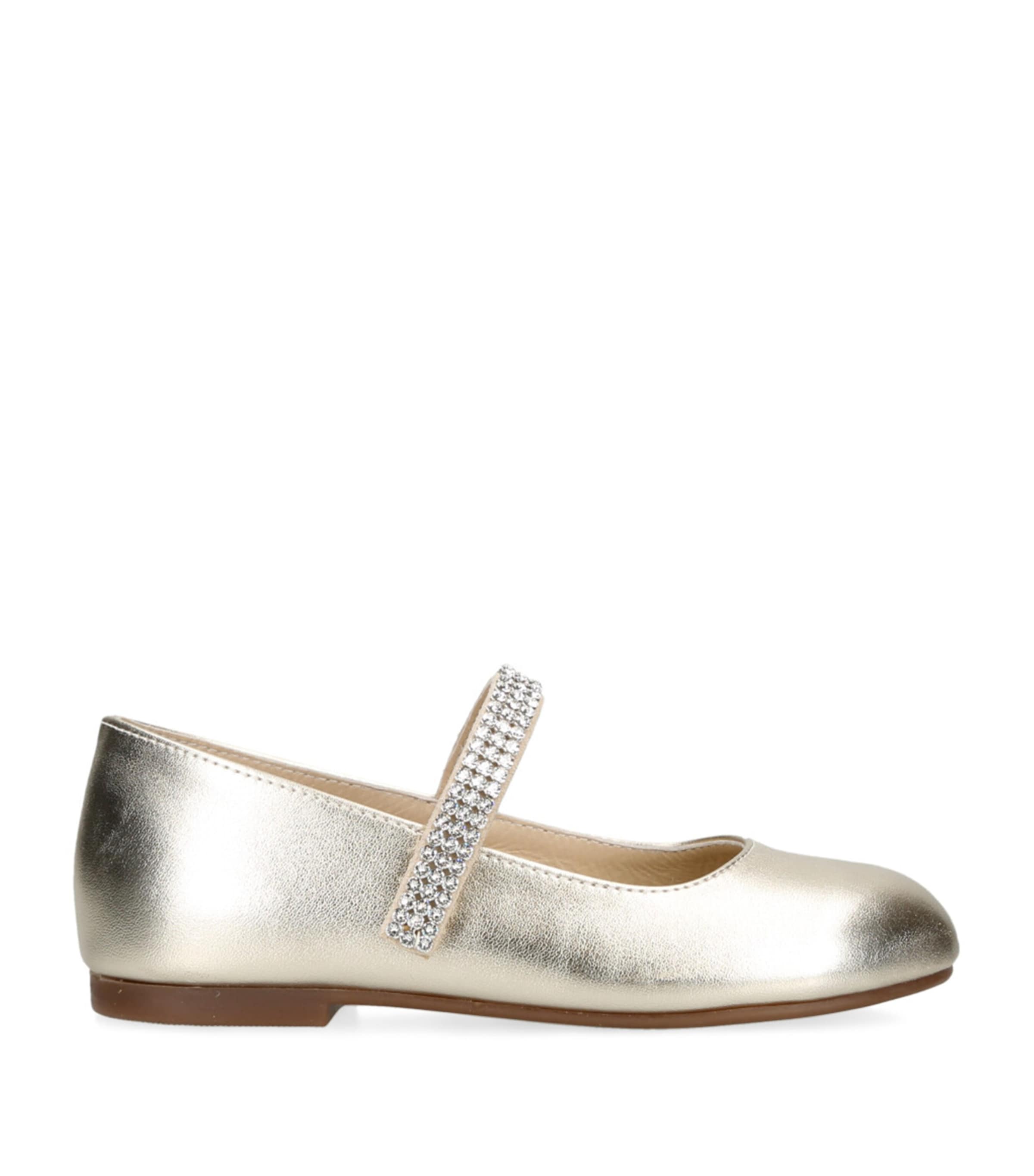Babywalker Crystal-strap Ballet Flats In Gold