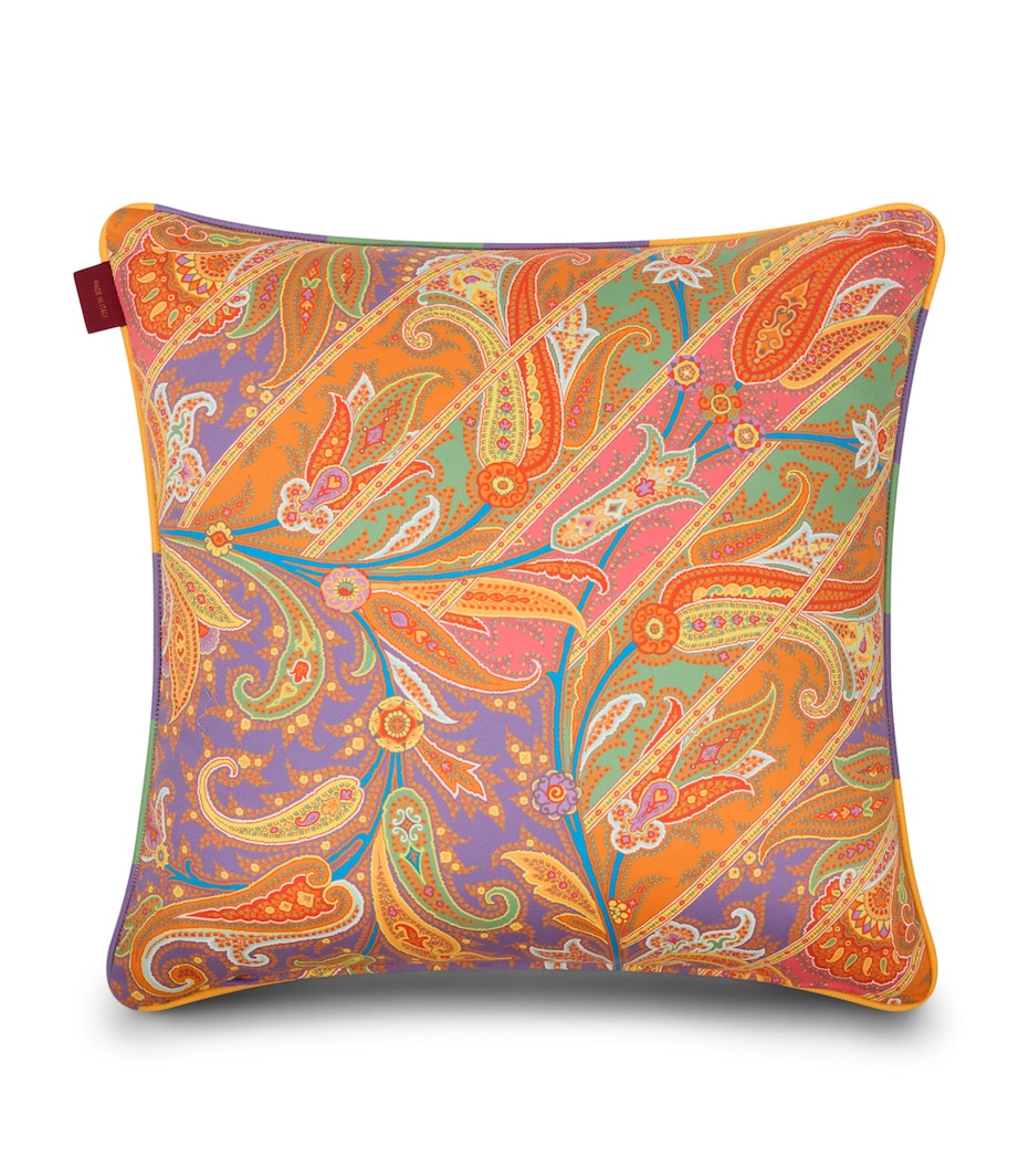 Etro Cotton Satin Yaara Cushion (45cm x 45cm) Print On Orange Base Image 1