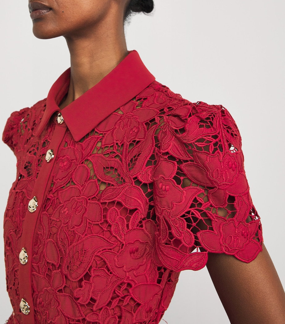 Lace Belted Mini Dress BURGUNDY Image 4