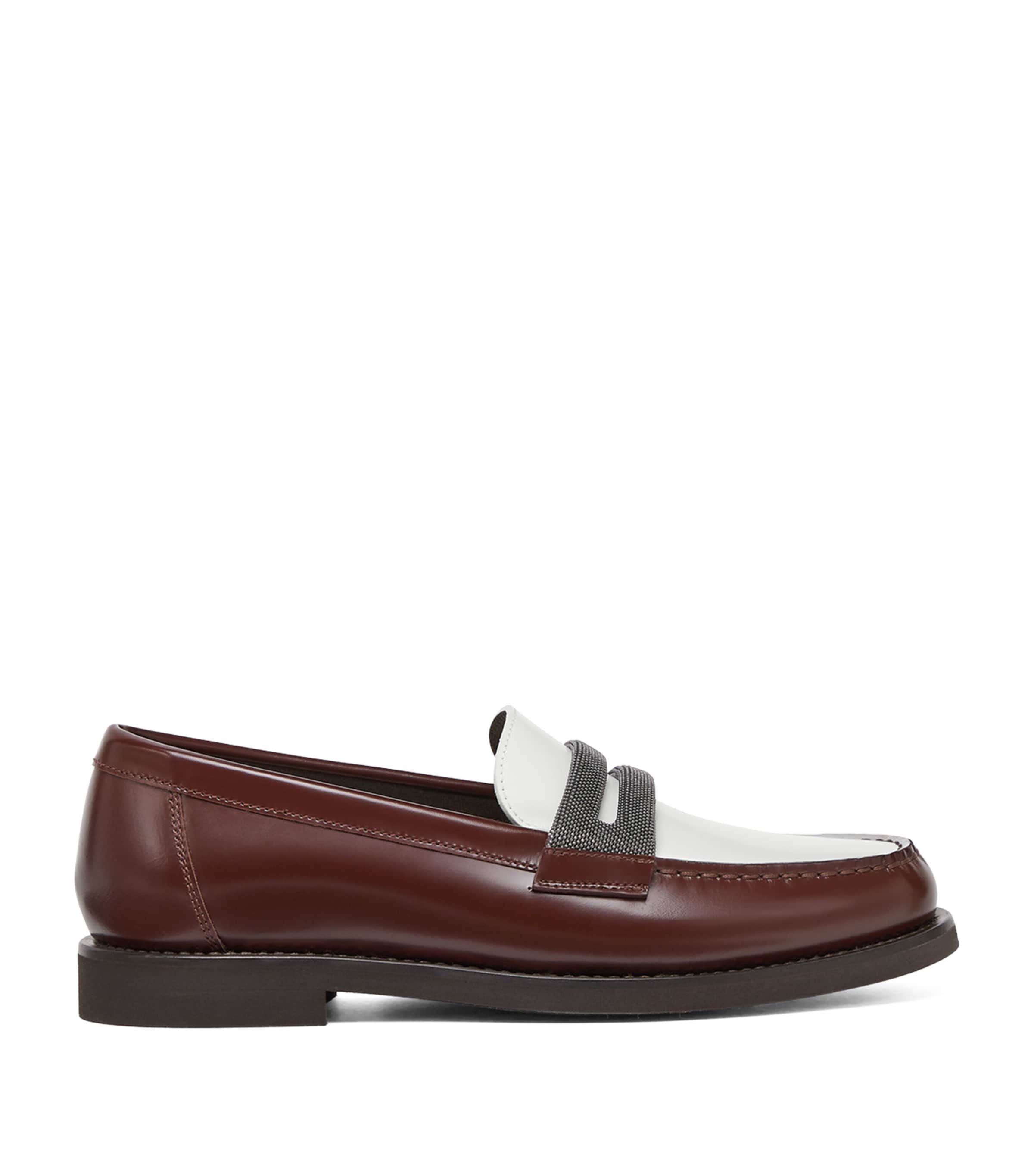 Brunello Cucinelli Brown Loafers With Monile Detail And Chain In Brown