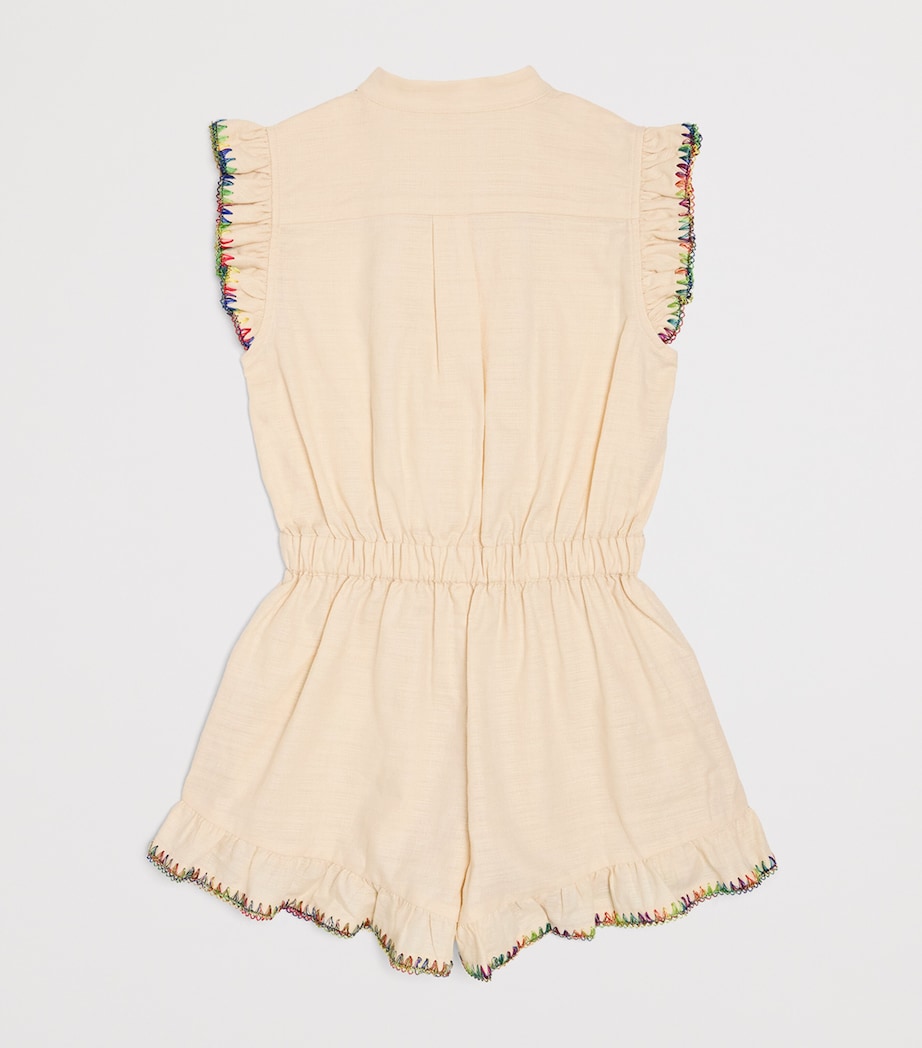 Zimmermann Kids Lucky Frill Playsuit (2-12 Years) Ivory Image 2