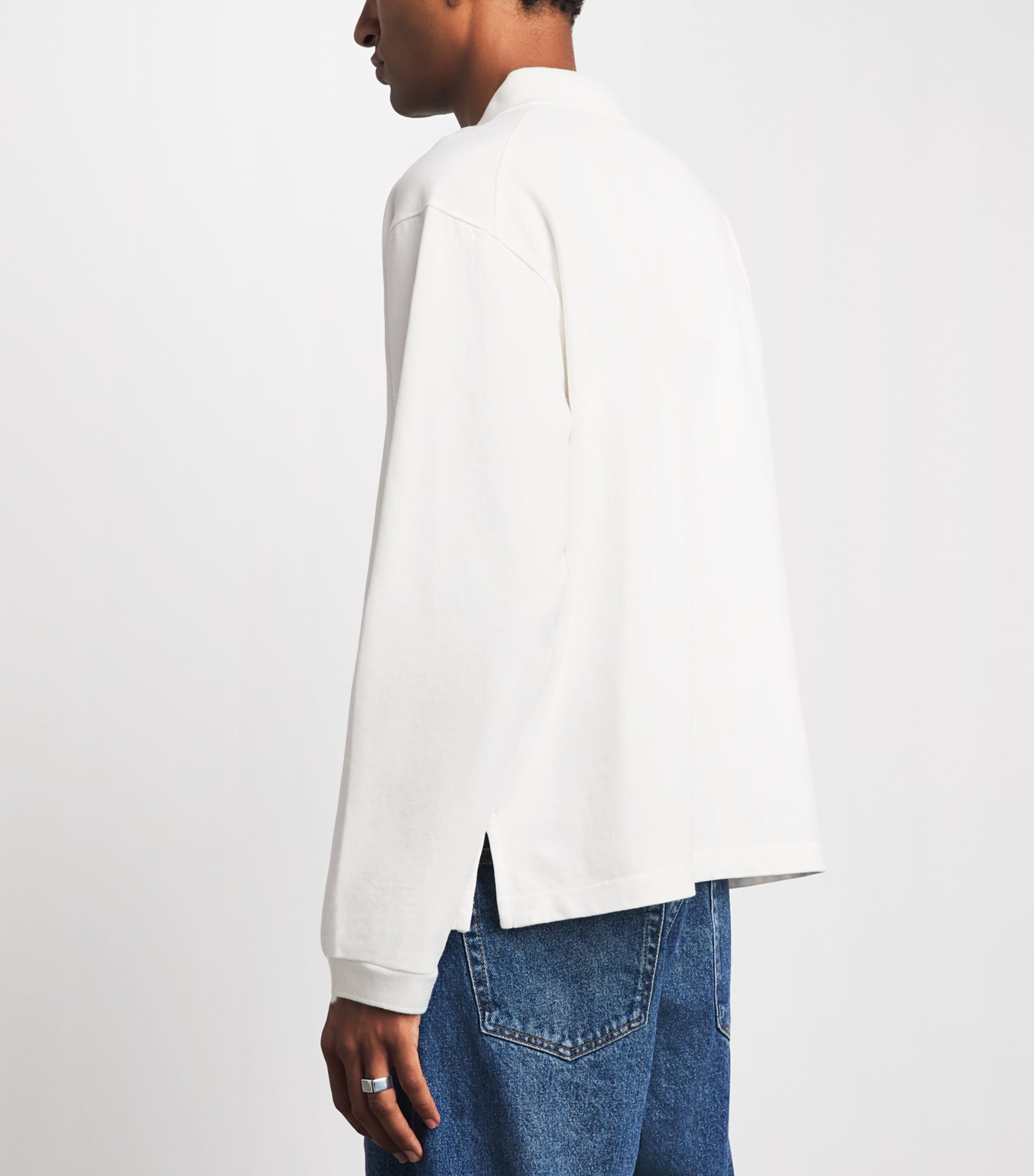 Studio Nicholson Mens Cotton Long-Sleeve Polo Shirt Parchment Image 5