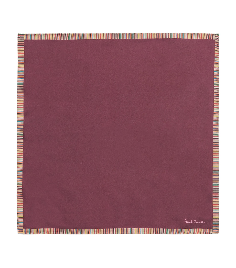 Silk Signature Stripe Pocket Square 28_BURGUNDY/ BORDE Image 1