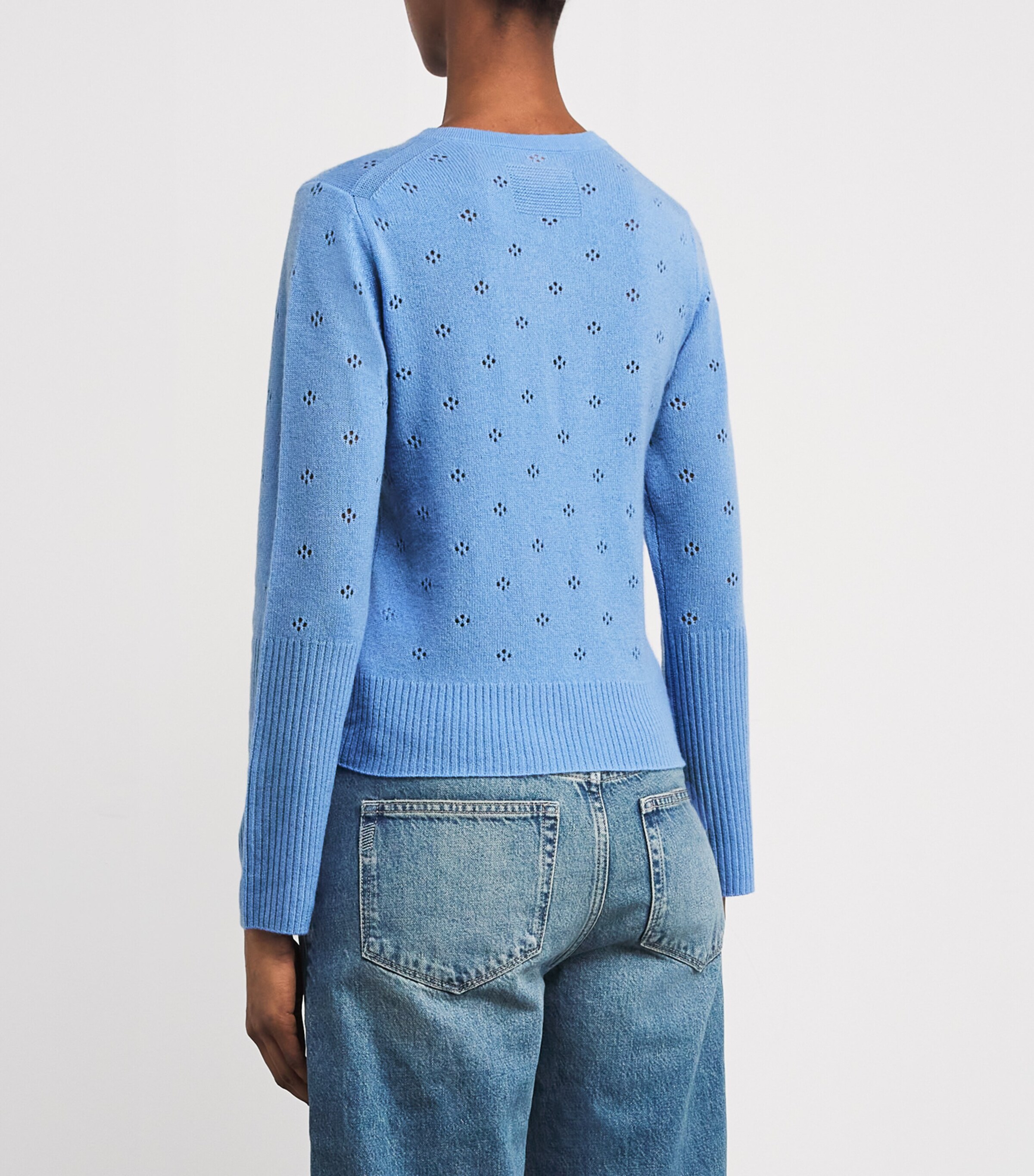 Guest In Residence Womens Cashmere Pointelle Jane Cardigan French Blue Image 4