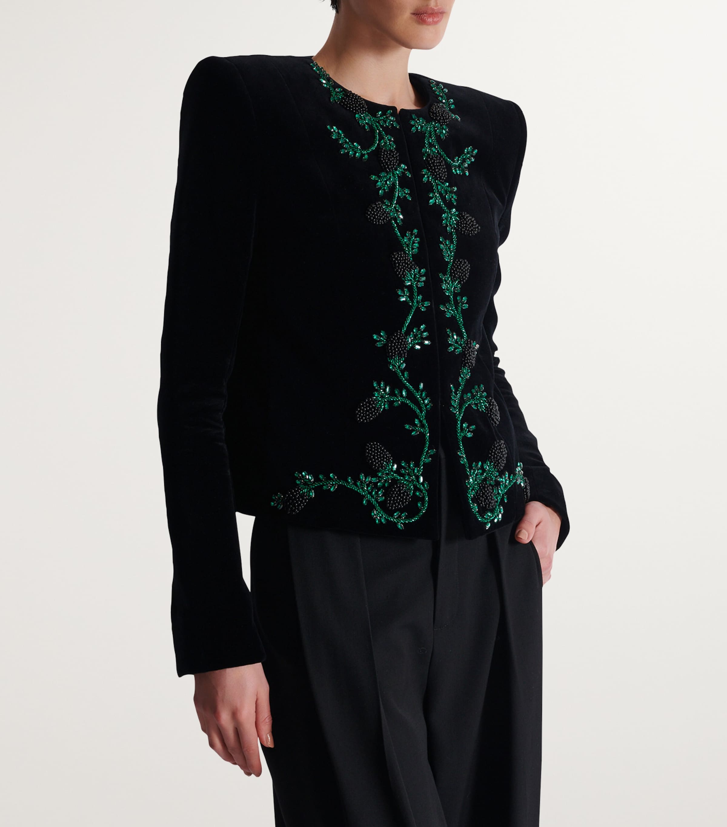 Velvet Blackberry Cropped Jacket NOIR Image 5