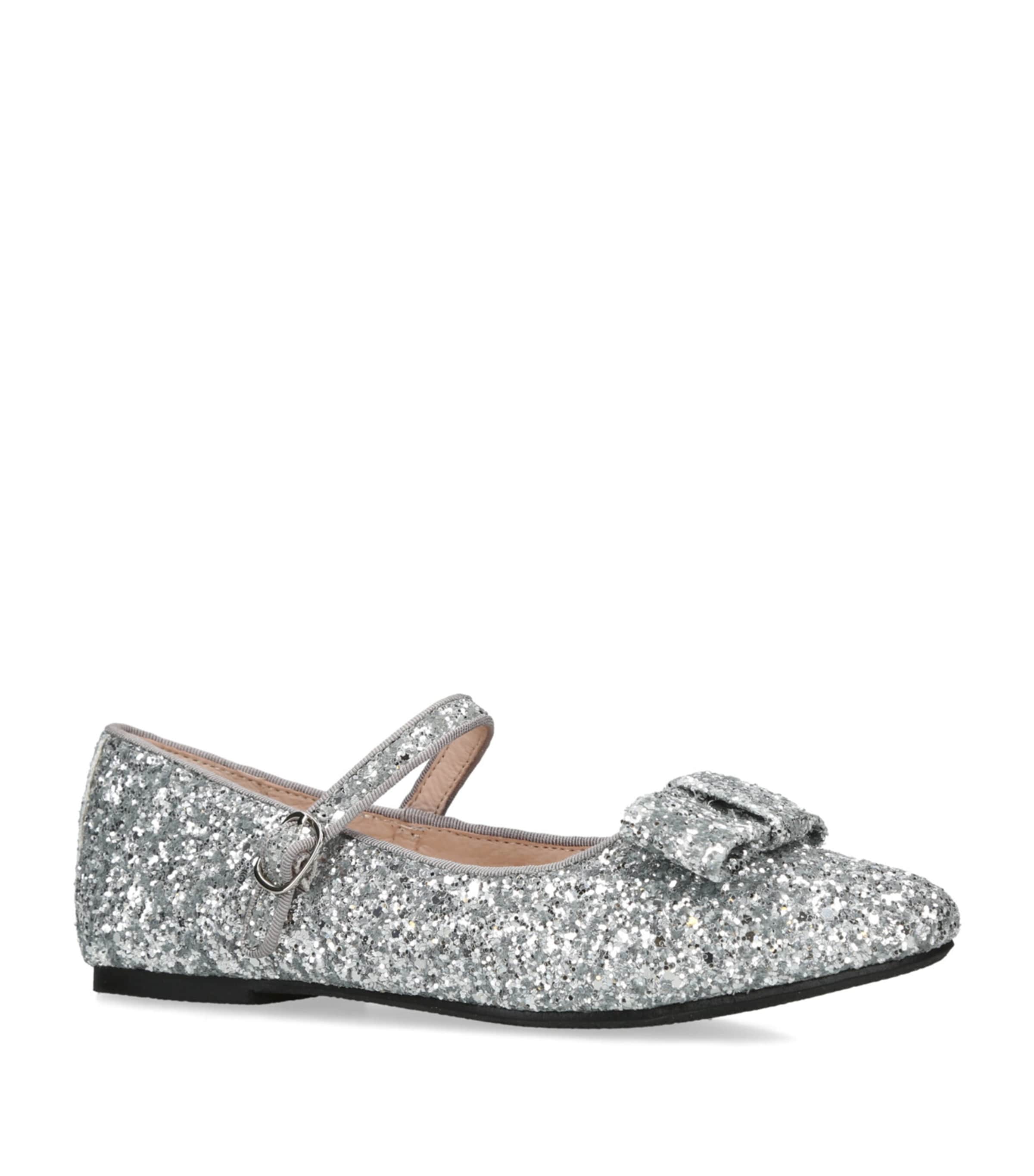 Age of Innocence Leather-Glitter Ellen Ballet Flats Silver Image 3