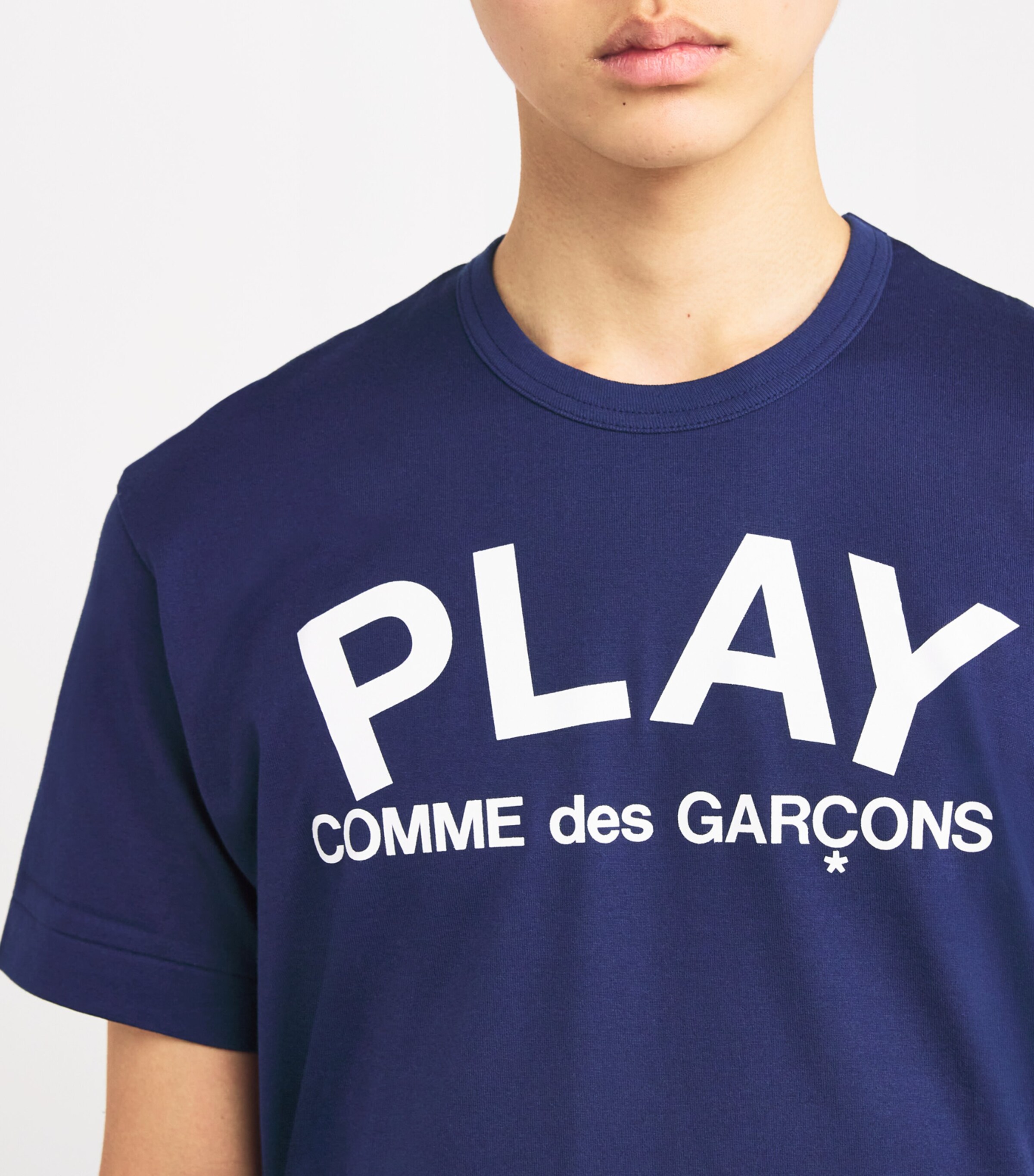Comme Des Garçons Play Navy PLAY Logo T-Shirt | Harrods UK