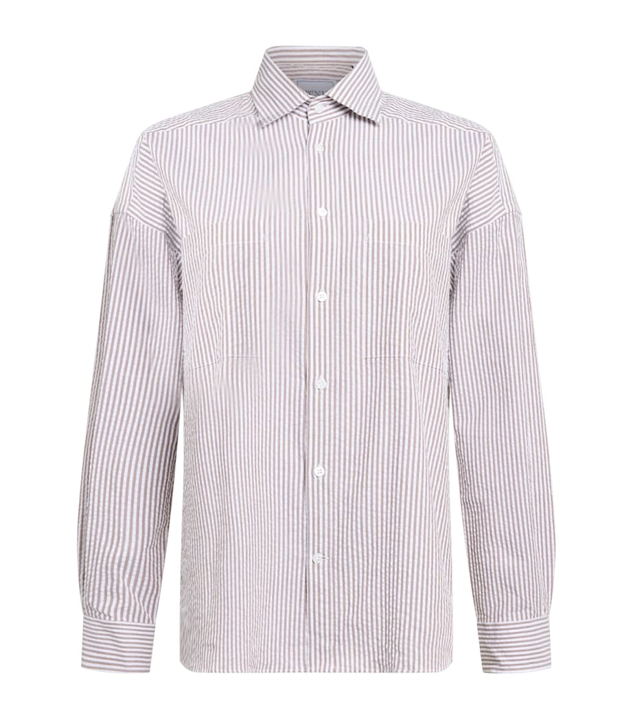 Seersucker Striped The Weekend Shirt MOCHA STRIPE Image 1